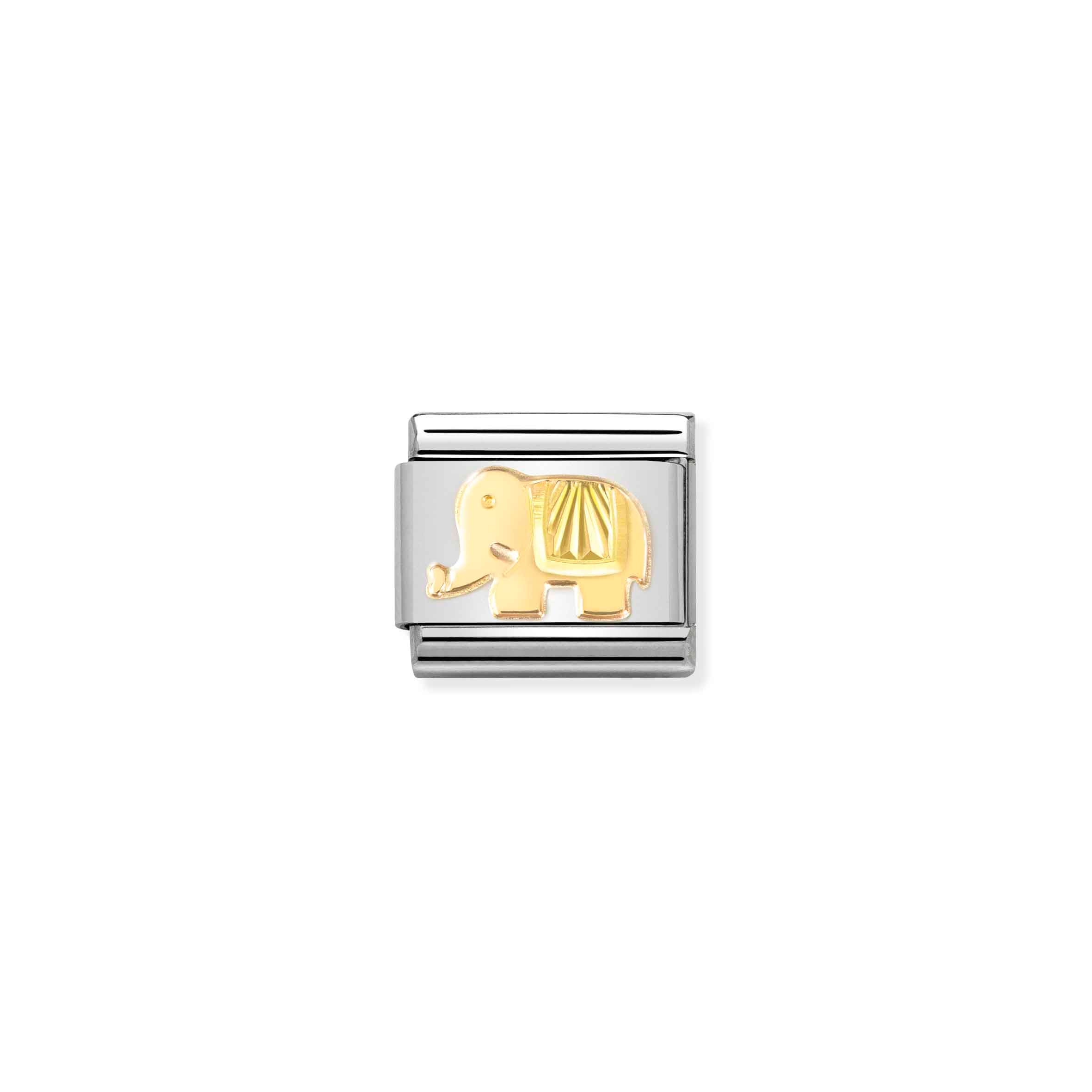 Charm, Composable Link, Elephant, etched detail