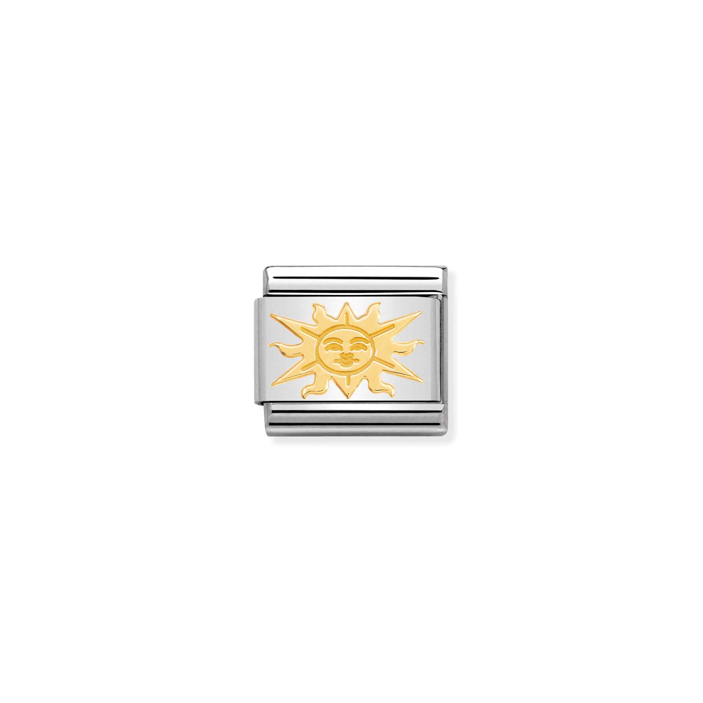 Charm, Composable Link, Gold Relief Sun