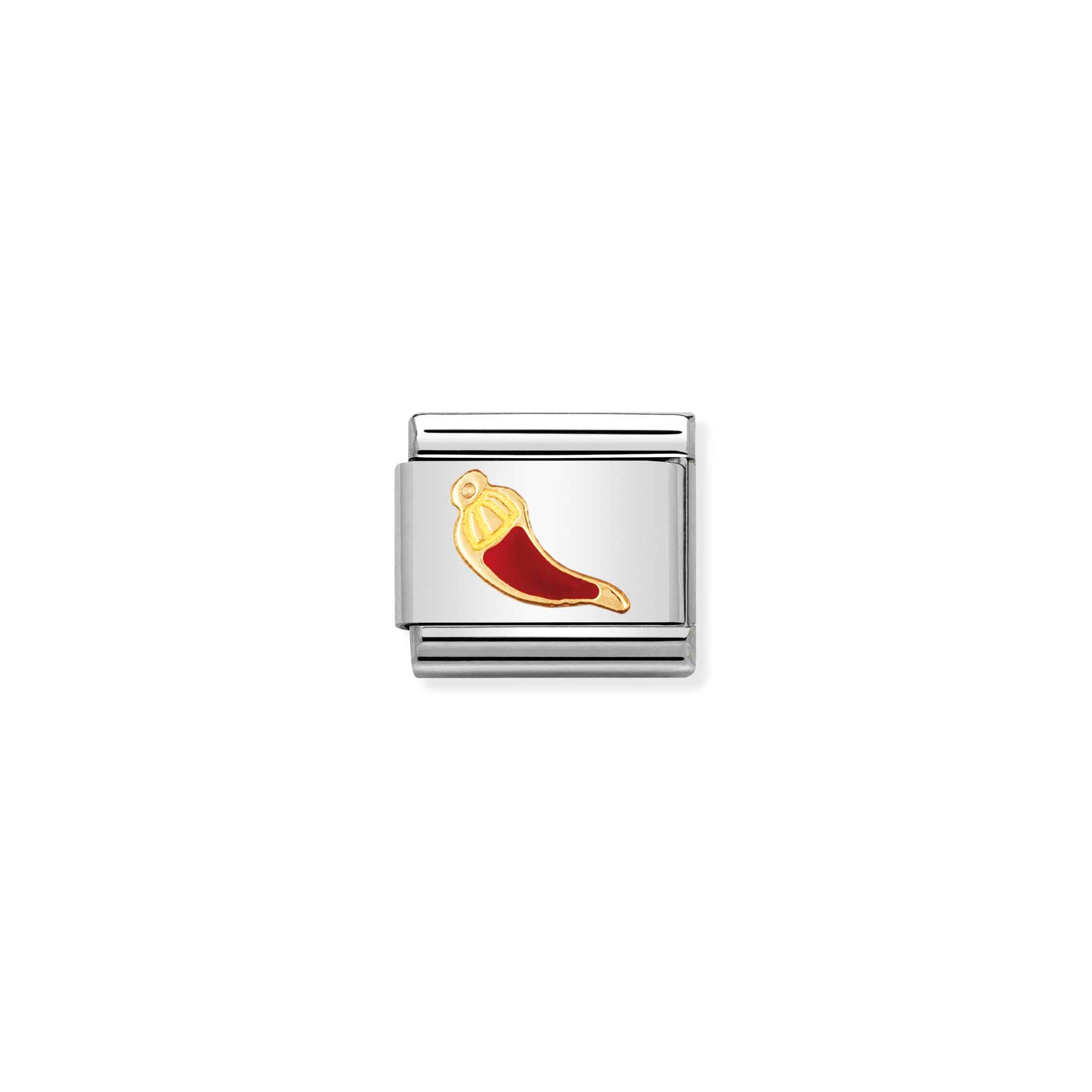Charm, Composable Link, red Lucky Horn in Enamel