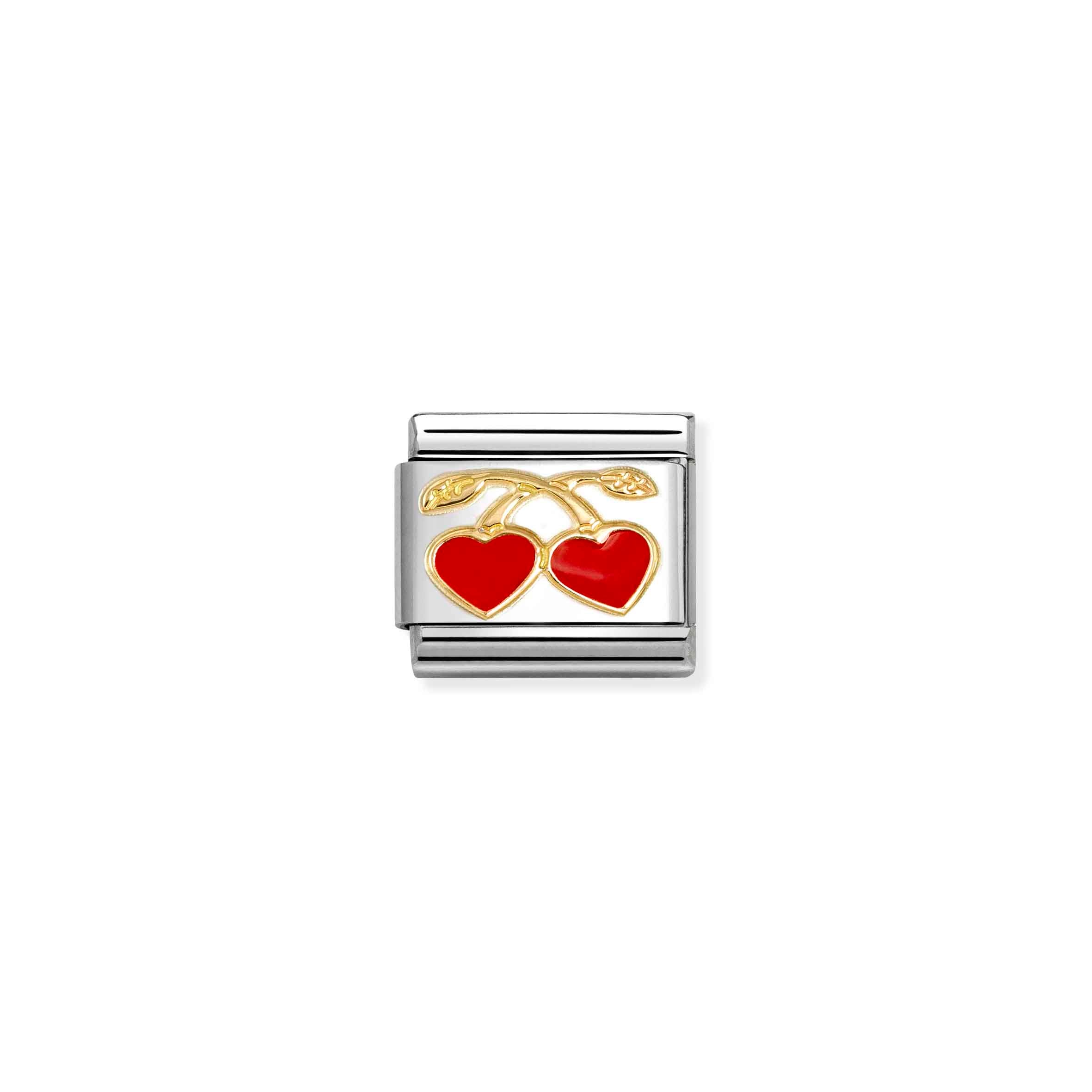 Charm, Composable Link, Heart Cherries Red