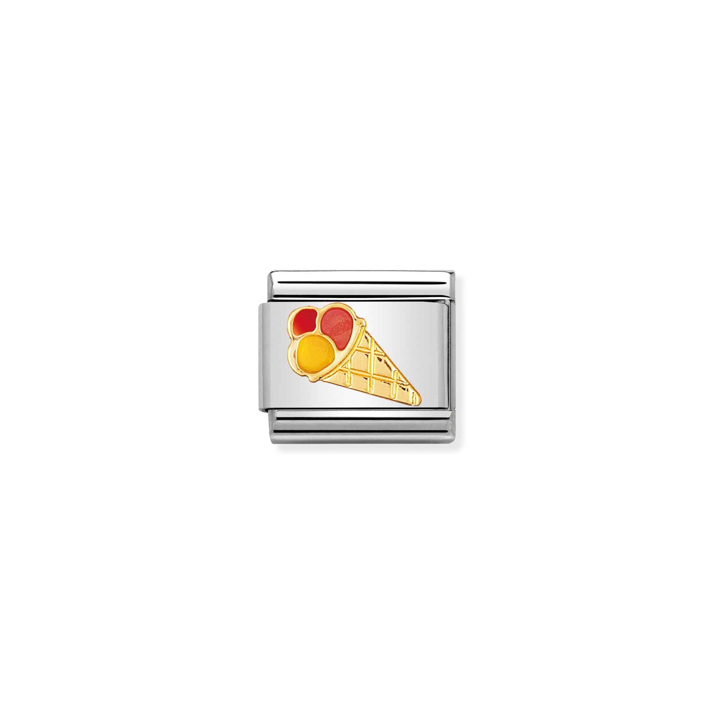 Charm, Composable Link, Ice Cream in bonded yellow gold