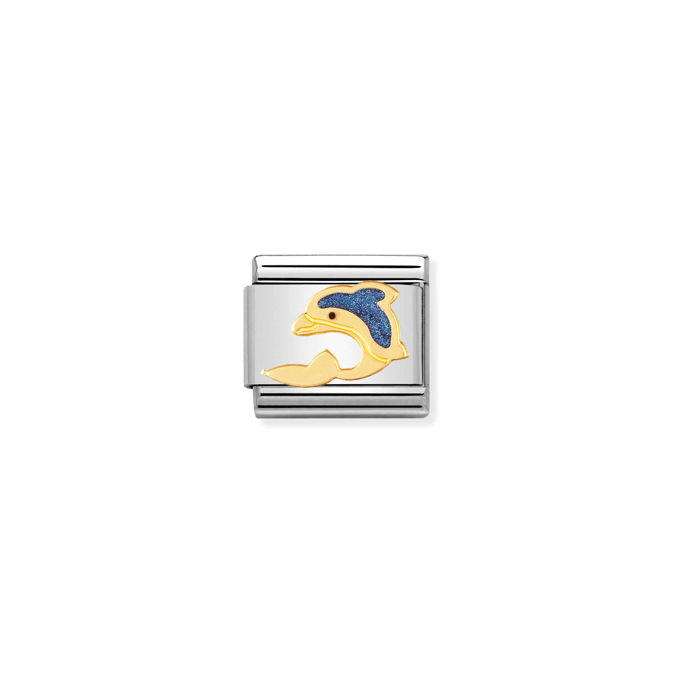 Charm, Composable Link, Gold and blue Dolphin