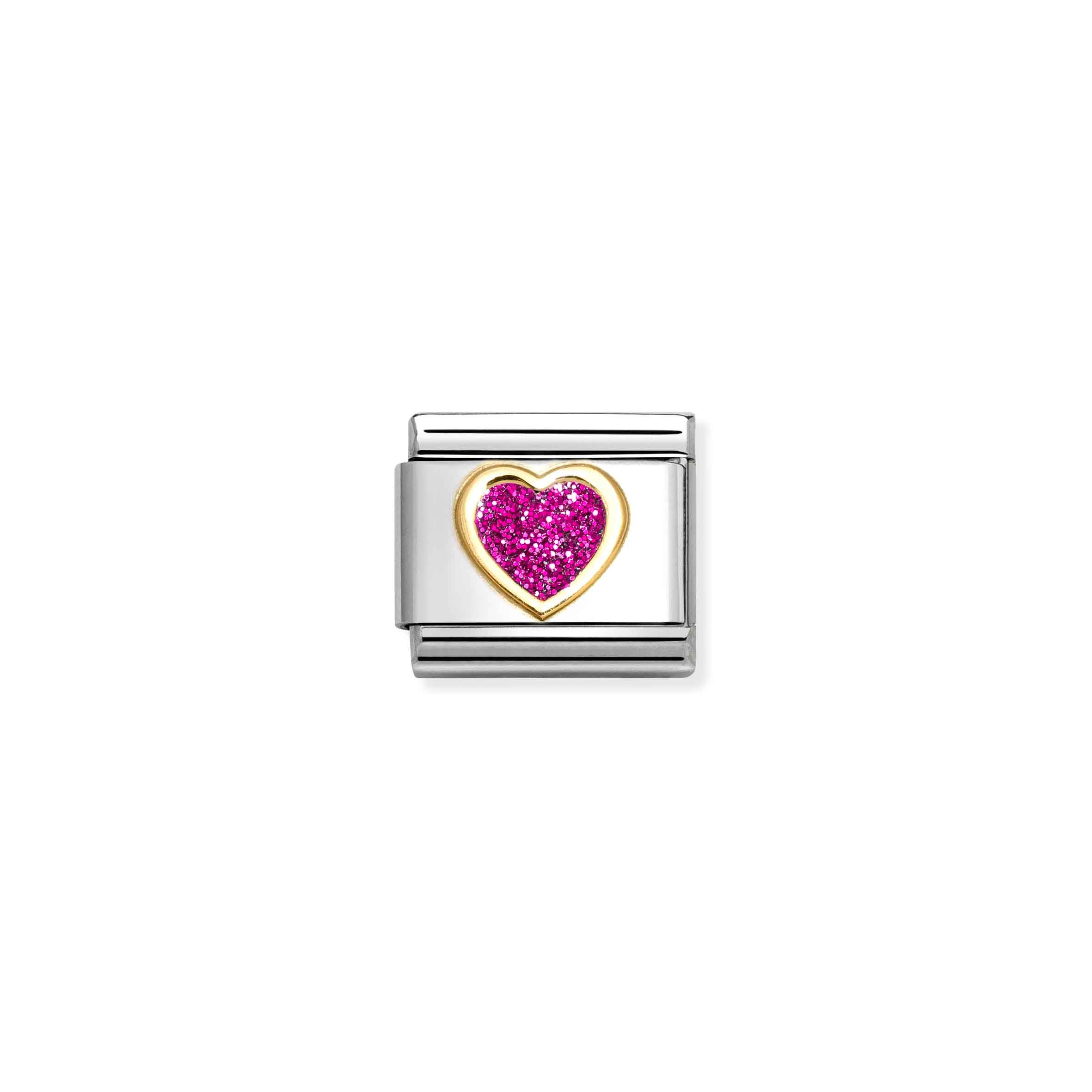 Charm, Composable Link, Heart, Fuchsia Glitter