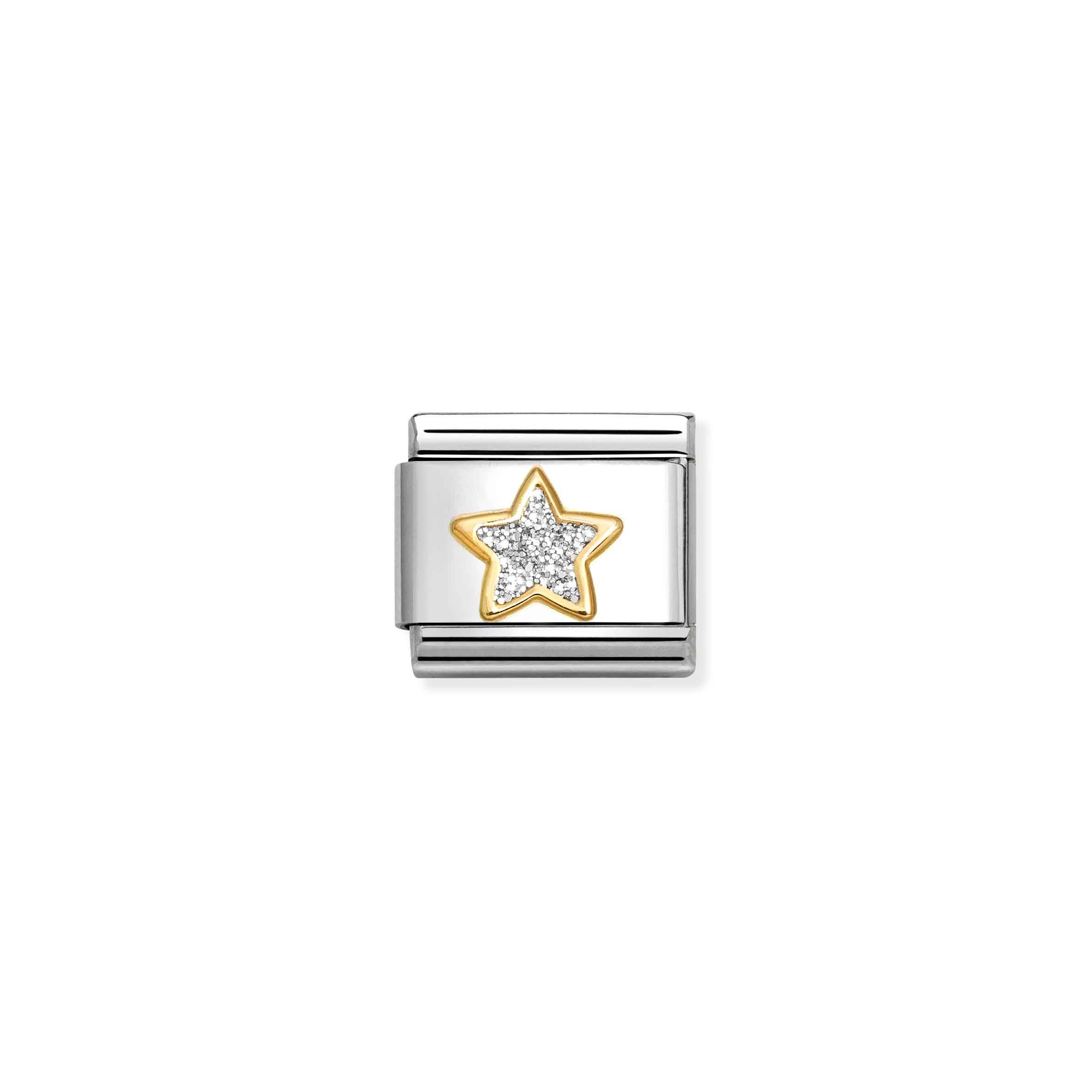 Charm, Composable Link, Star, Silver Glitter