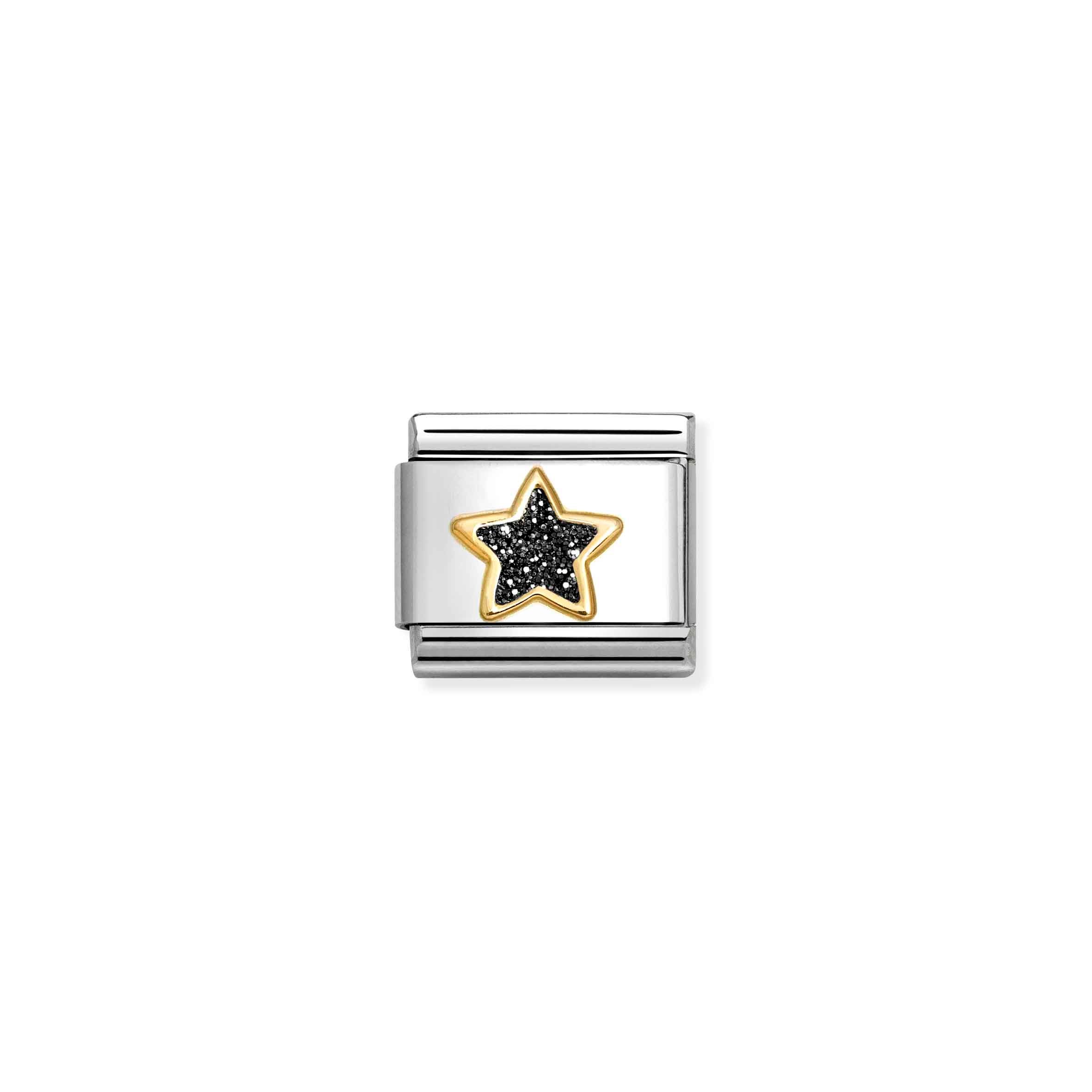 Charm, Composable Link, Star, Black Glitter
