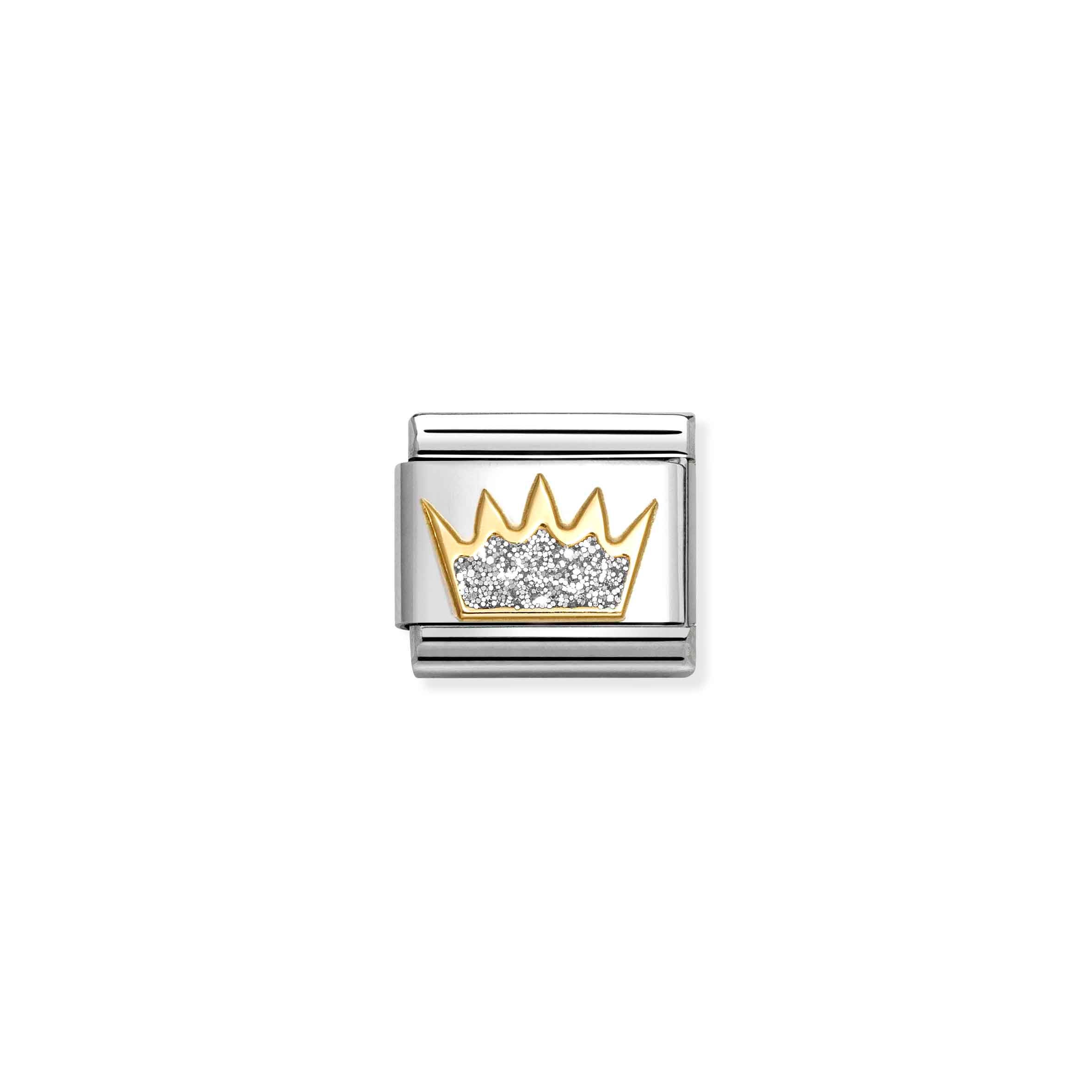 Charm, Composable Link, Crown, Silver Glitter