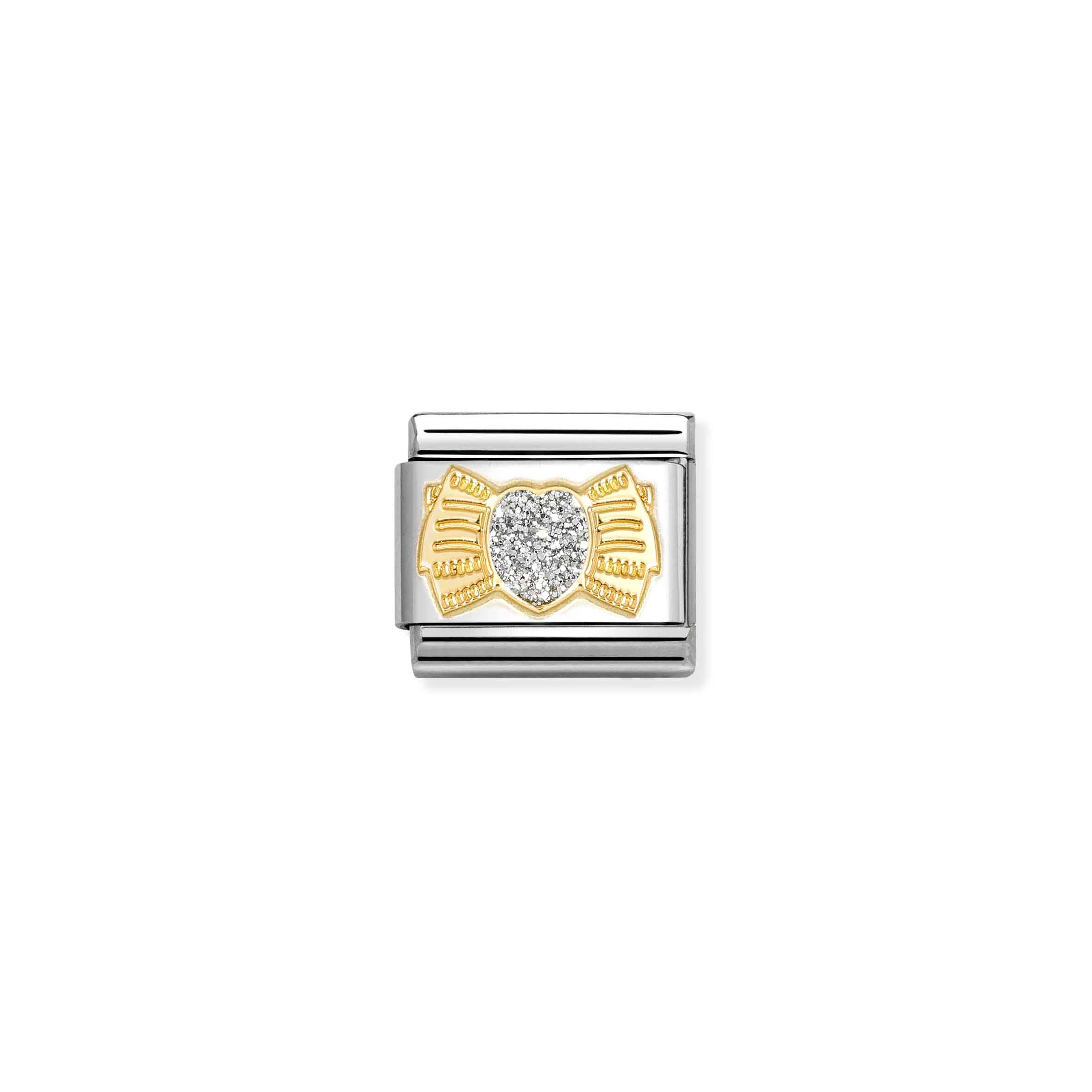 Charm, Composable Link, Heart Bow Glitter