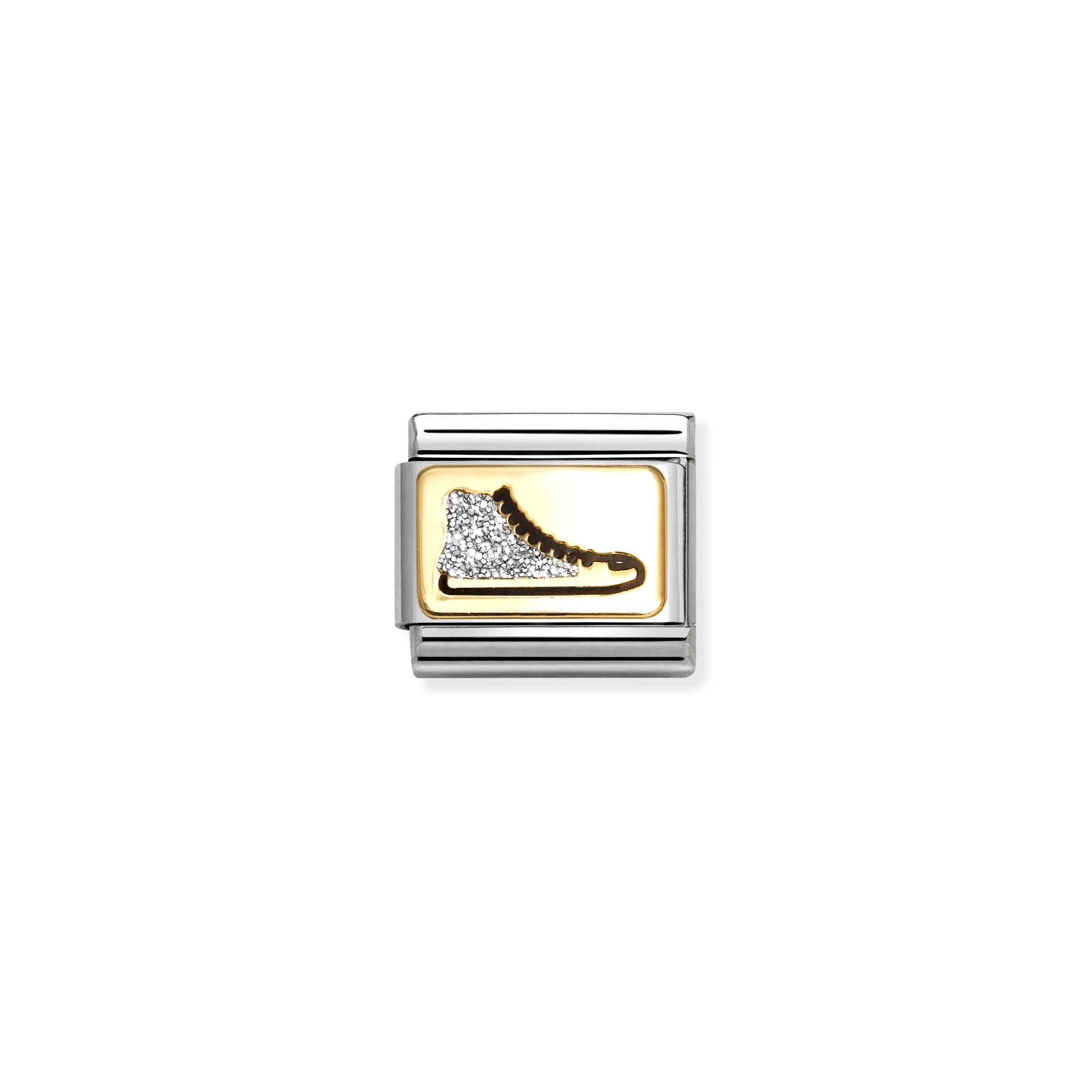 Charm, Composable Link, Sneaker, Silver Glitter