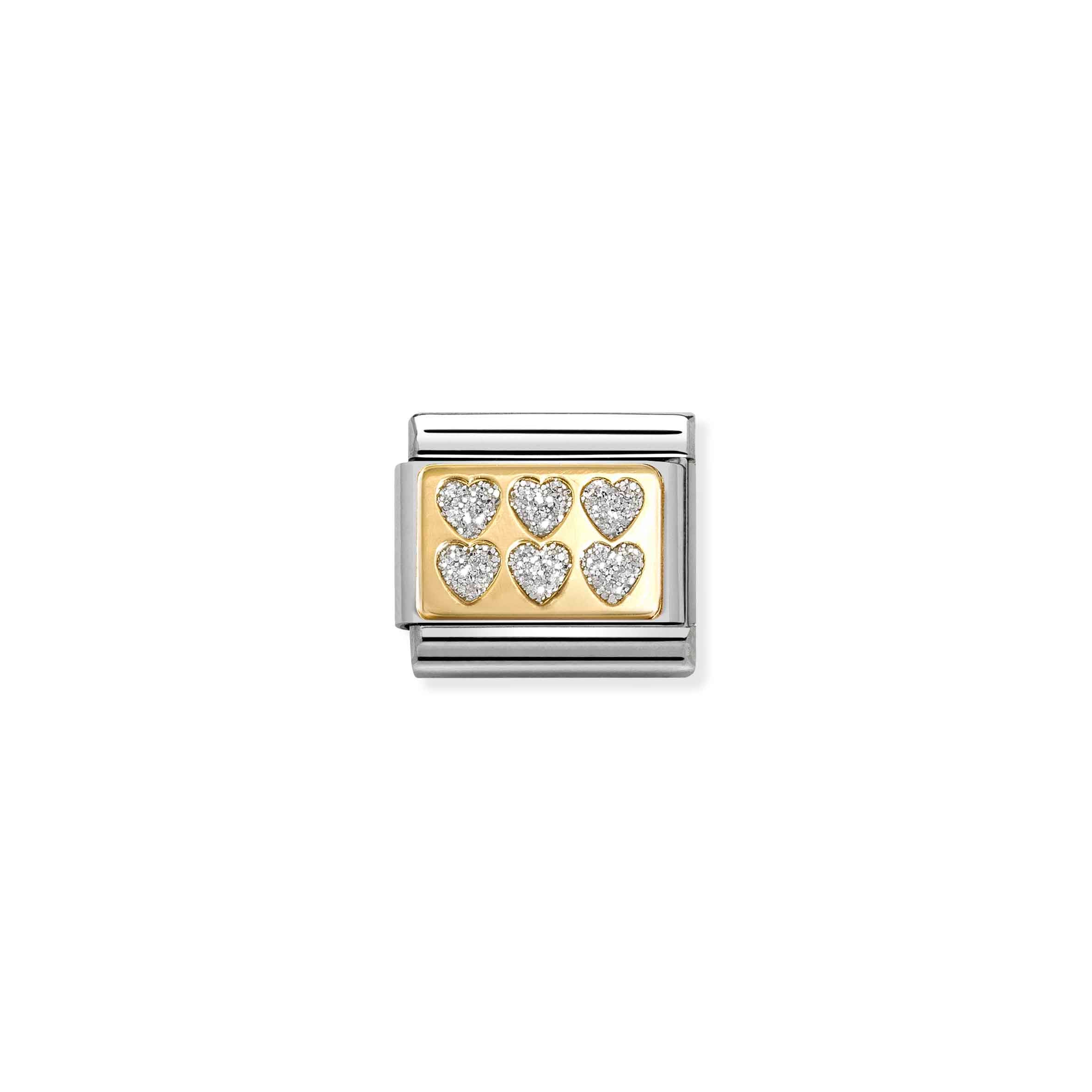 Charm, Composable Link, Glitter Hearts