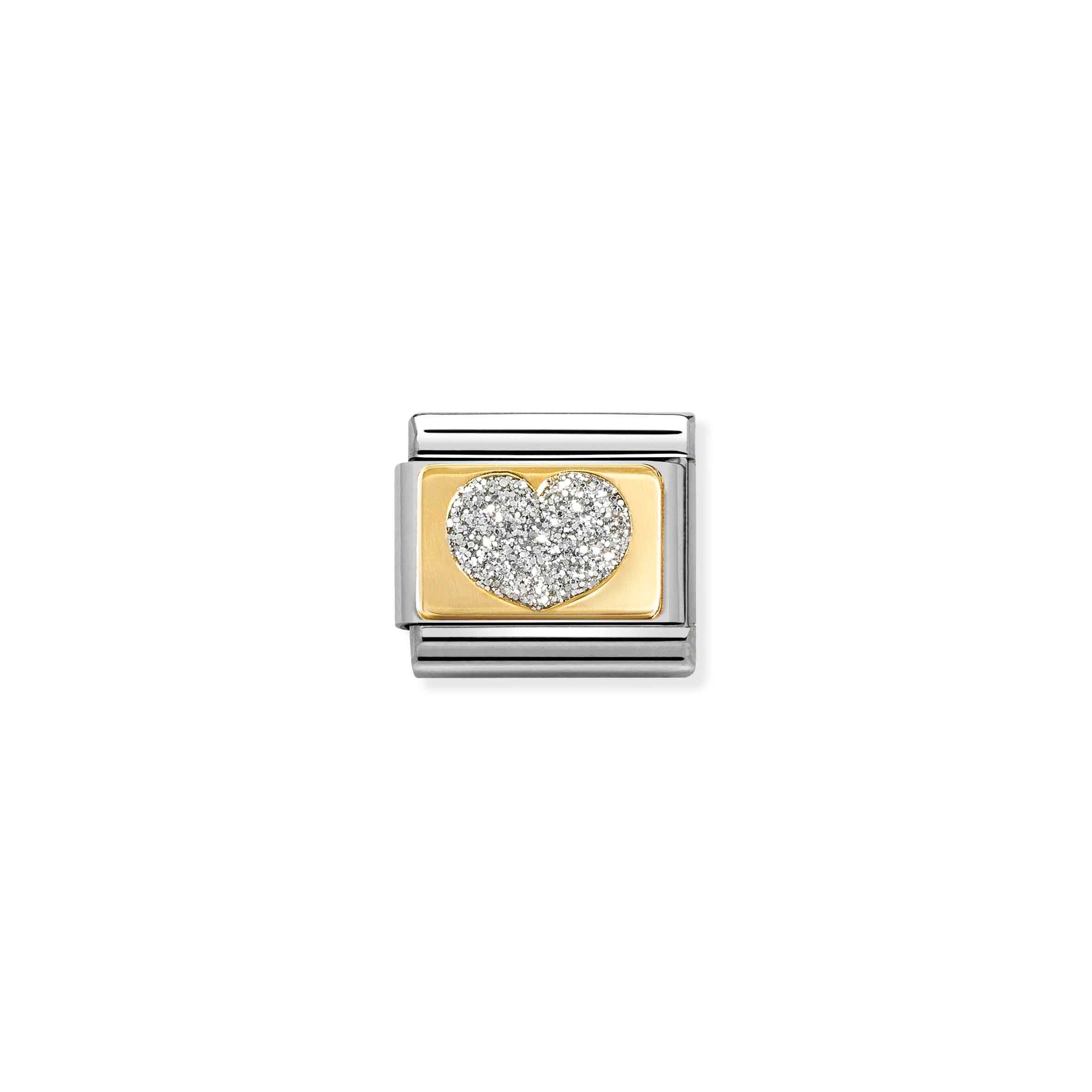 Charm, Composable Link, Heart Plate Glitter