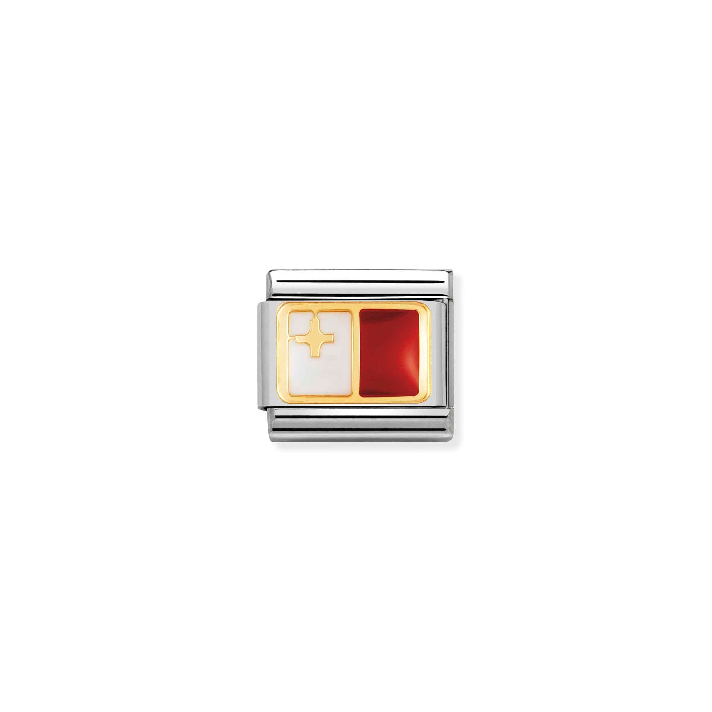 Charm, Composable Link, Malta Flag in Enamel