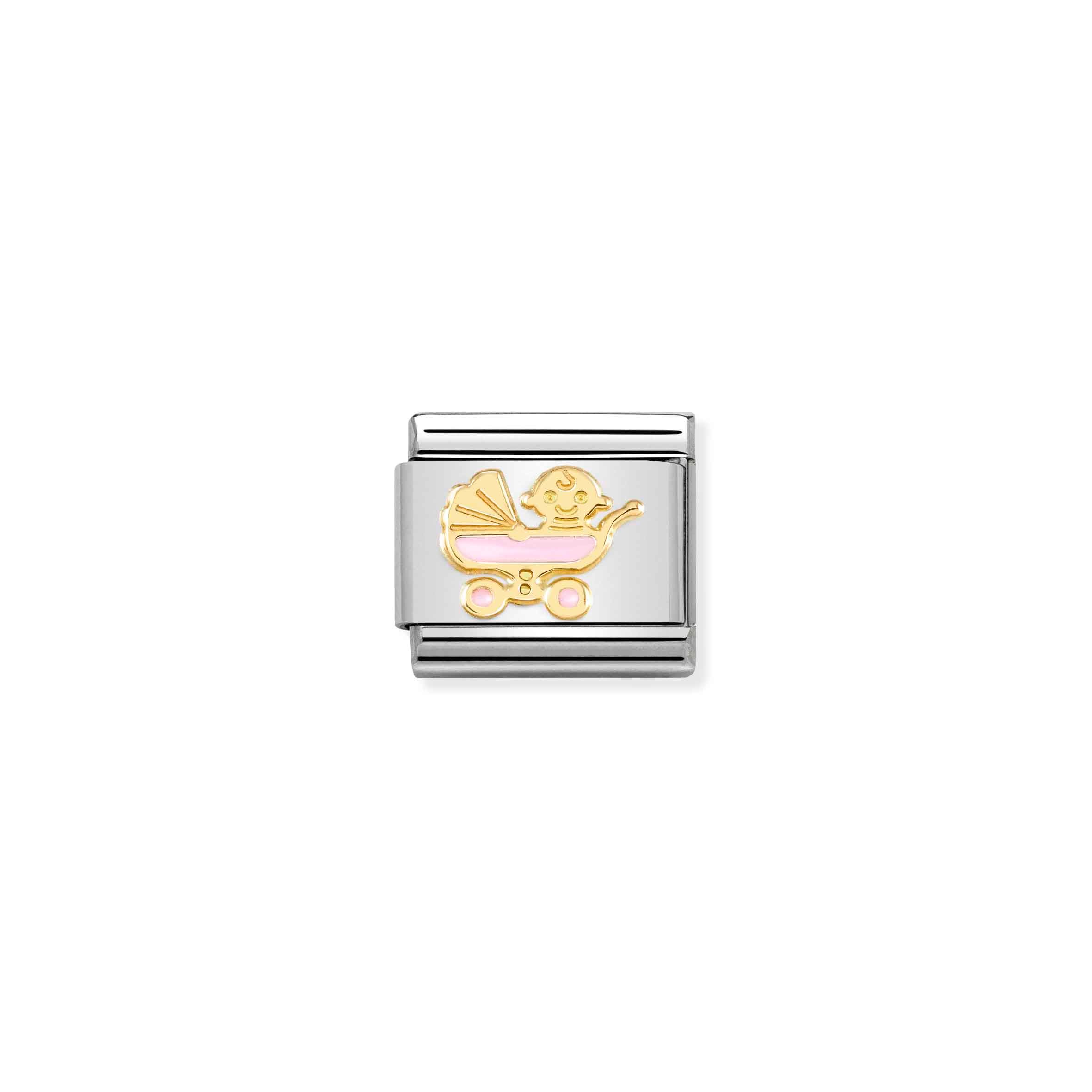 Charm, Composable Link, Pink Baby Carriage
