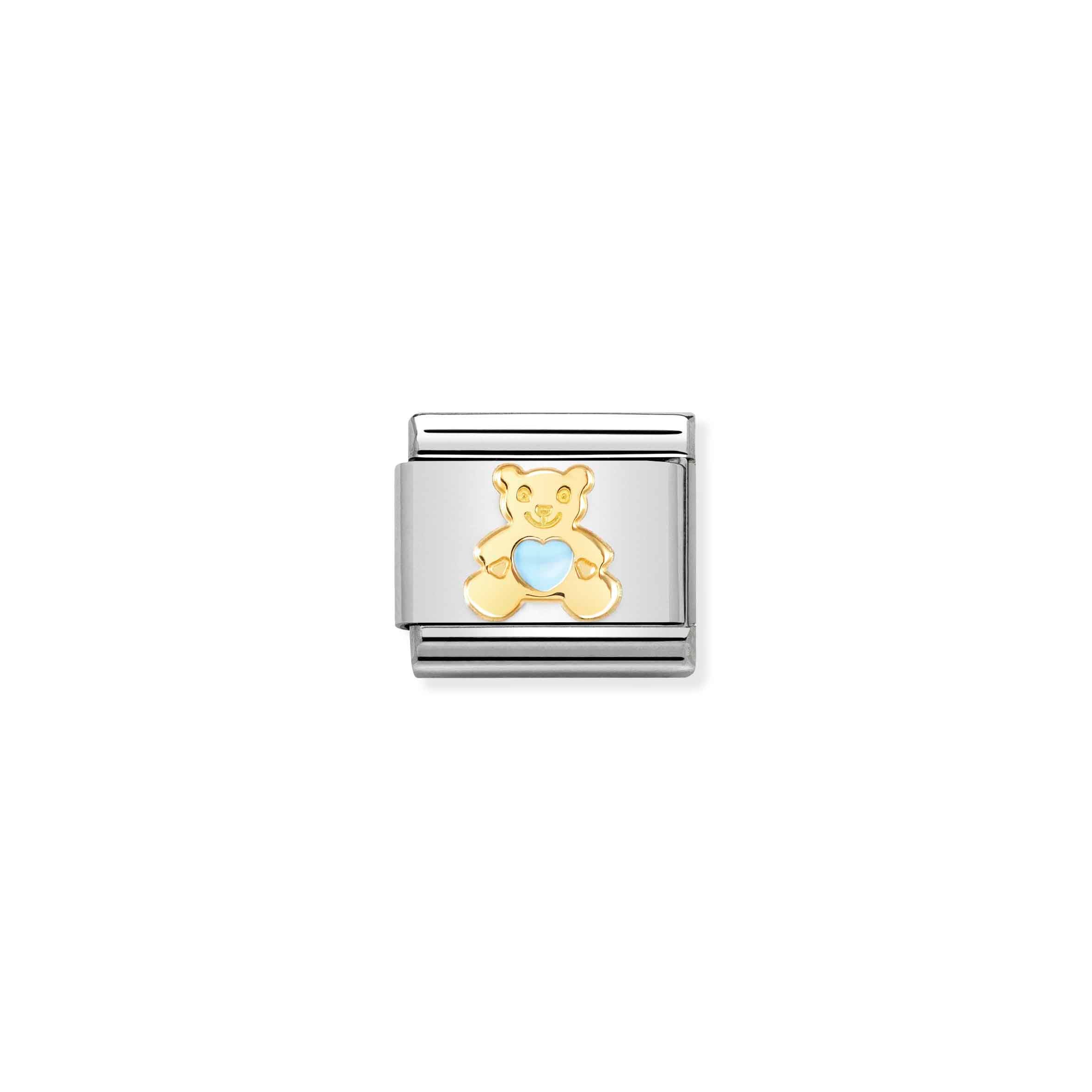 Charm, Composable Link, Light Blue Bear in, gold