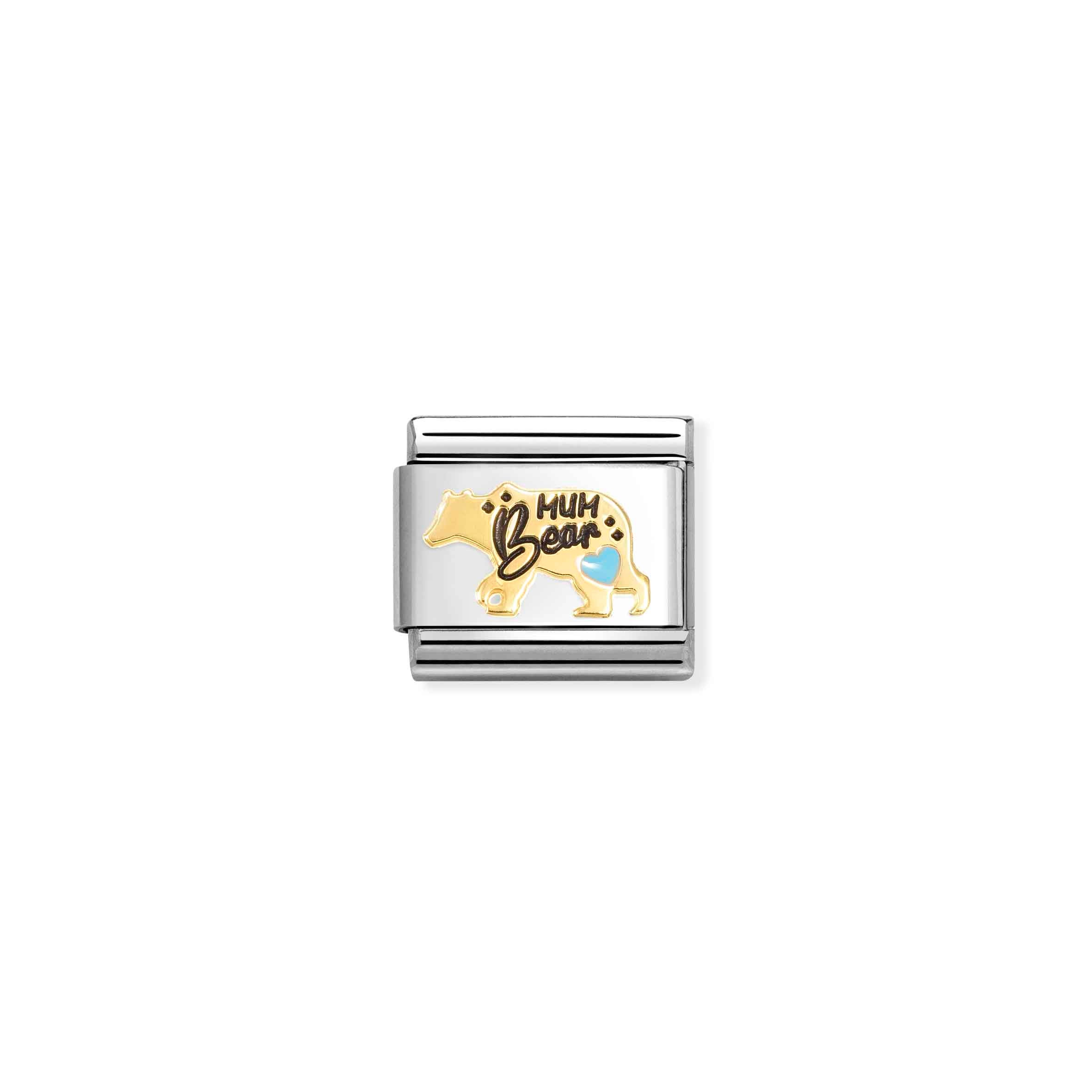 Charm, Composable Link, Gold MUM BEAR, Light Blue
