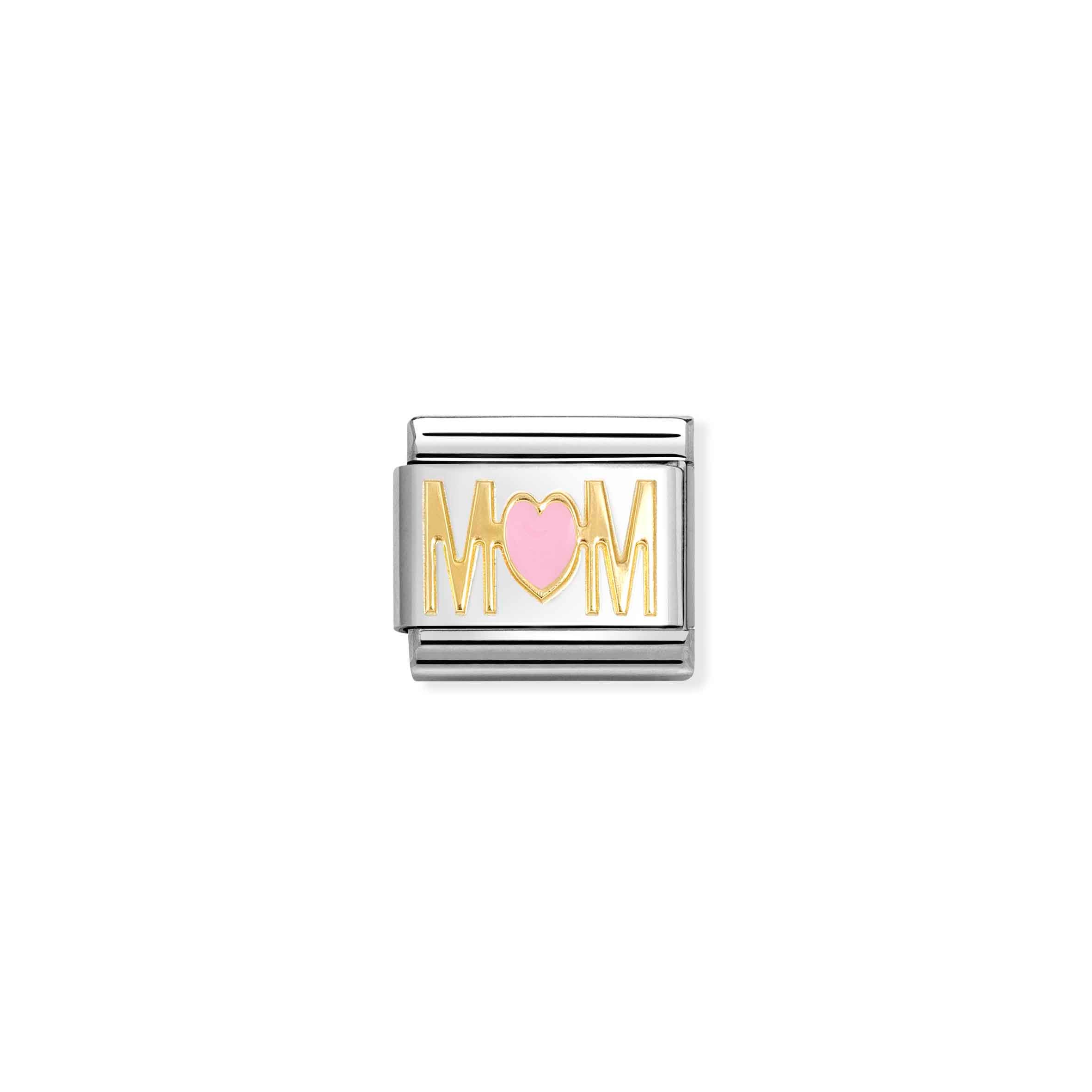 Charm, Composable Link, Yellow Gold MOM, Heart