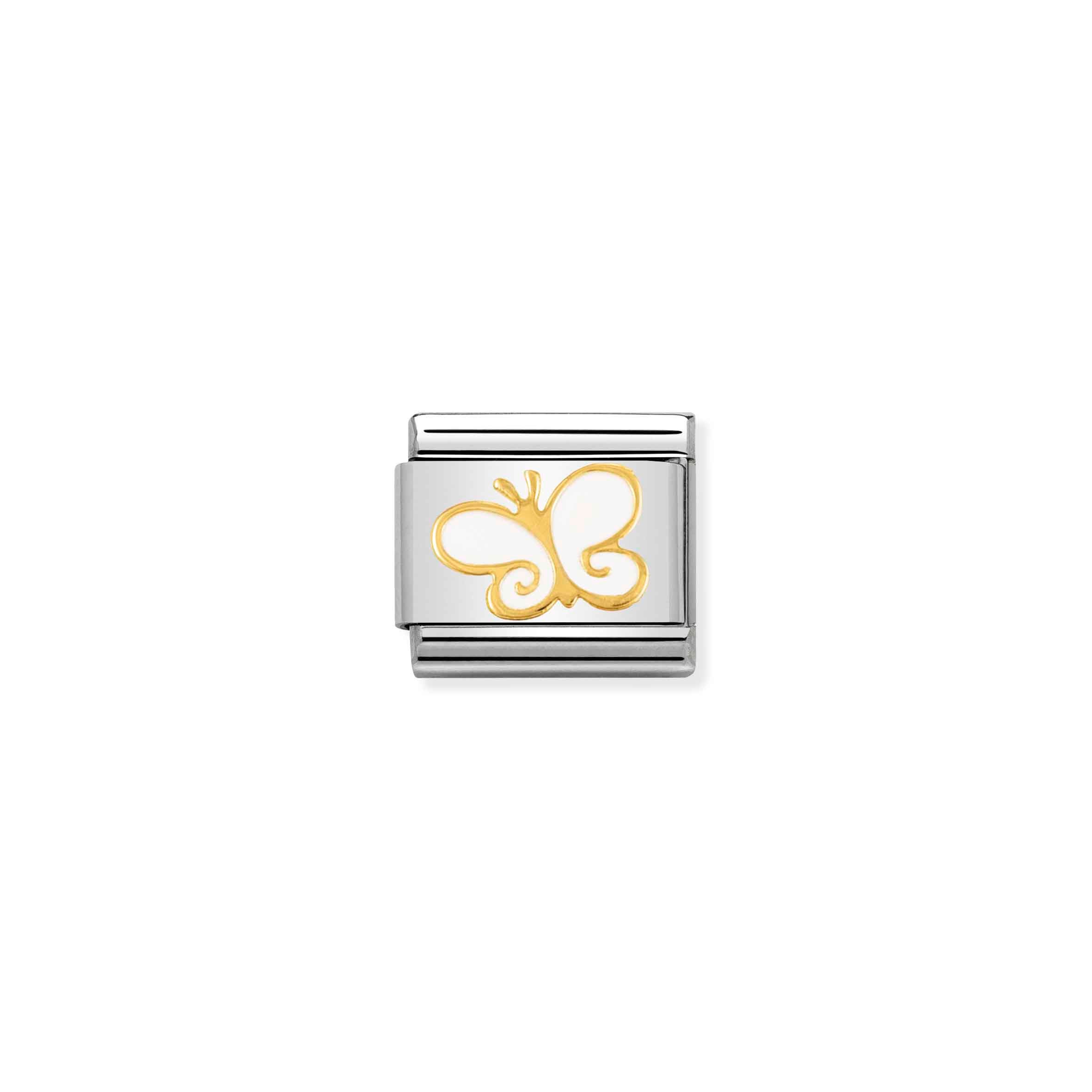 Charm, Composable Link, white and Gold Butterfly