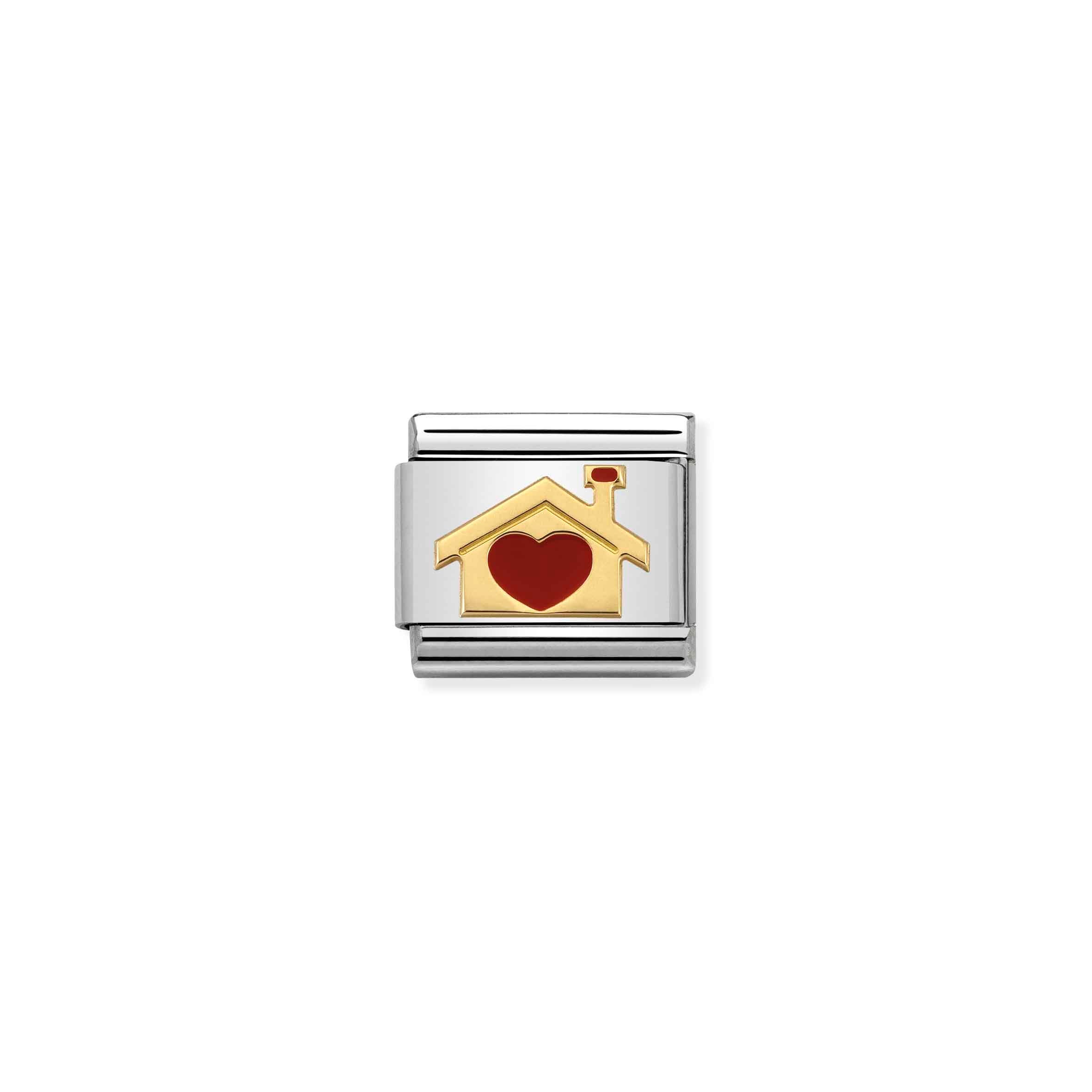 Charm, Composable Link, Home with Heart with Enamel