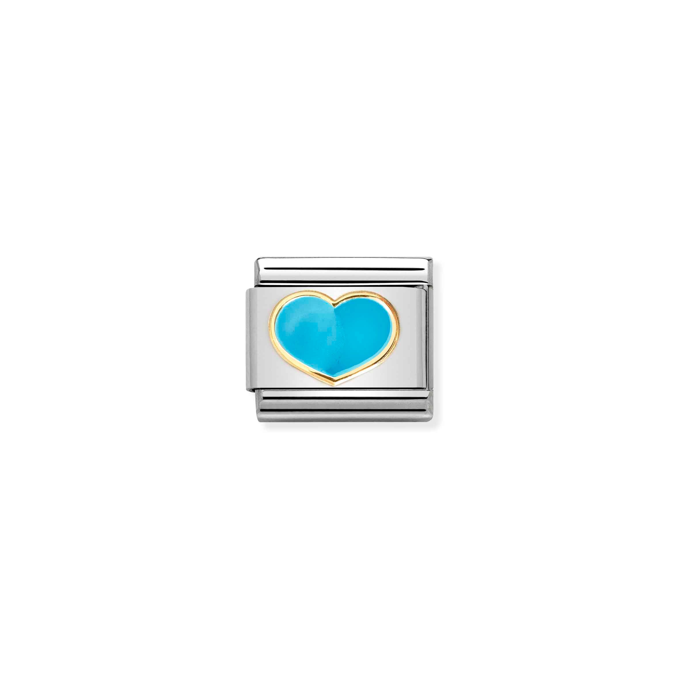 Charm, Composable Link, gold with Turquoise Heart