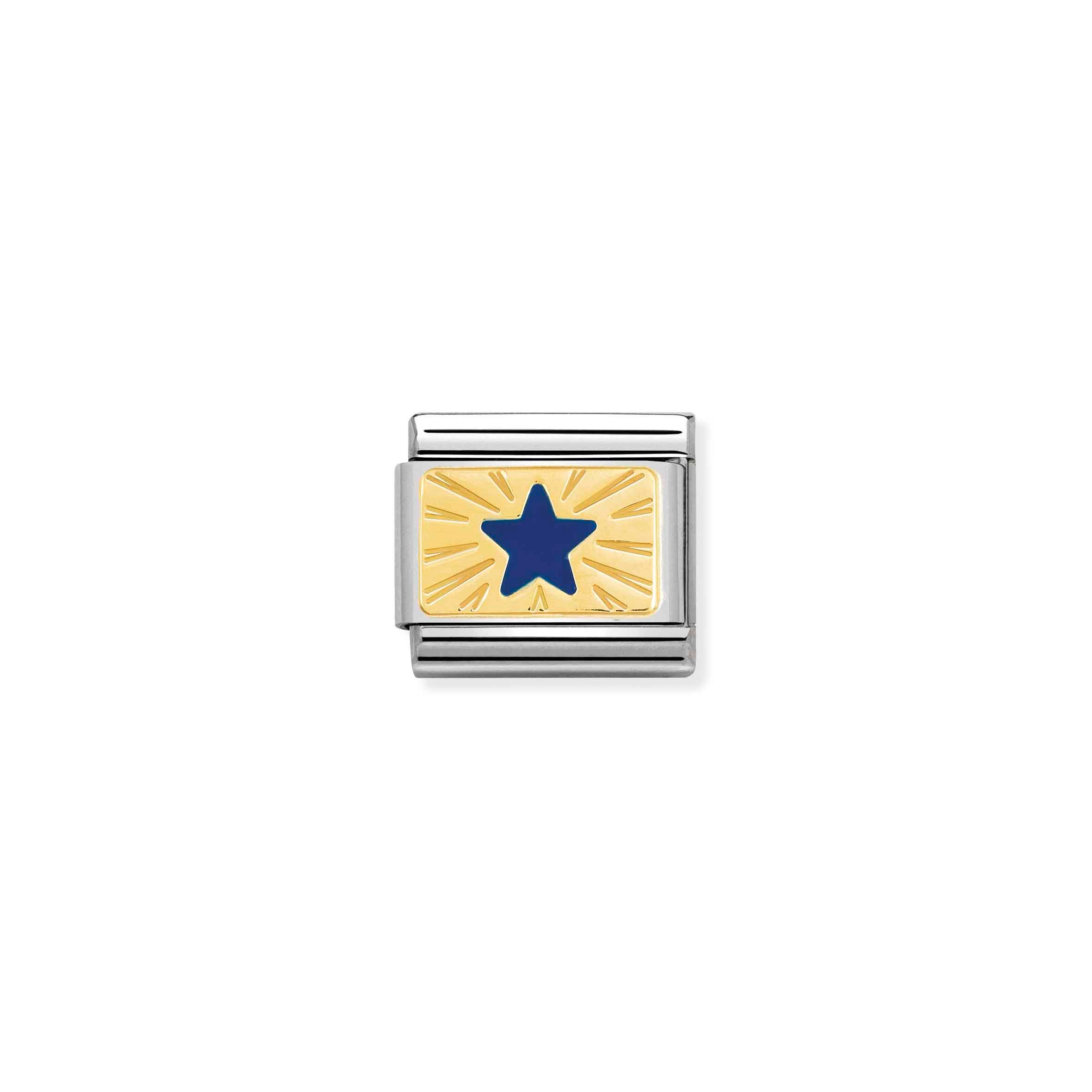 Charm, Composable Link, Gold with Star Blue