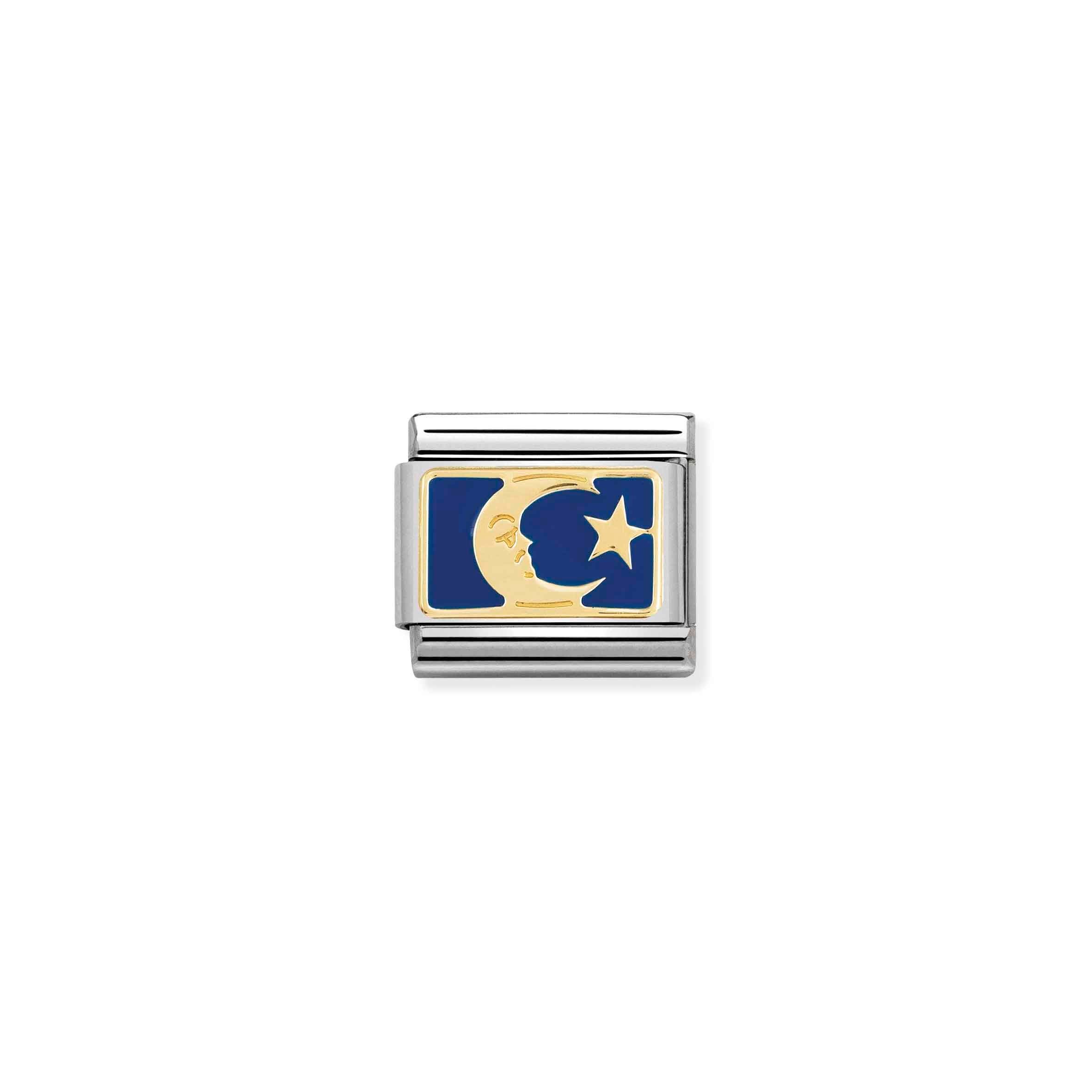 Charm, Composable Link, Gold Moon Blue Plate