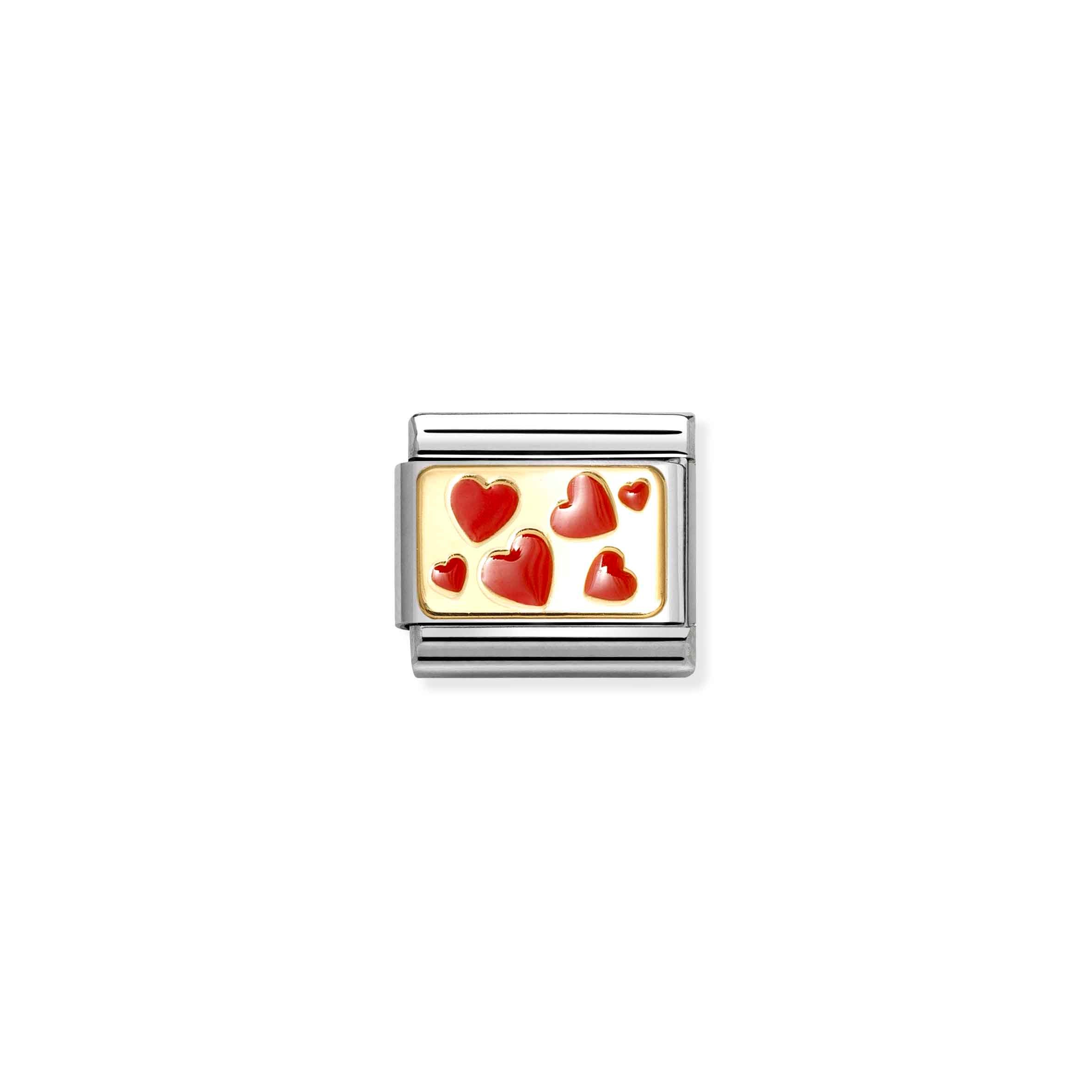 Charm, Composable Link, Red Hearts Plaque