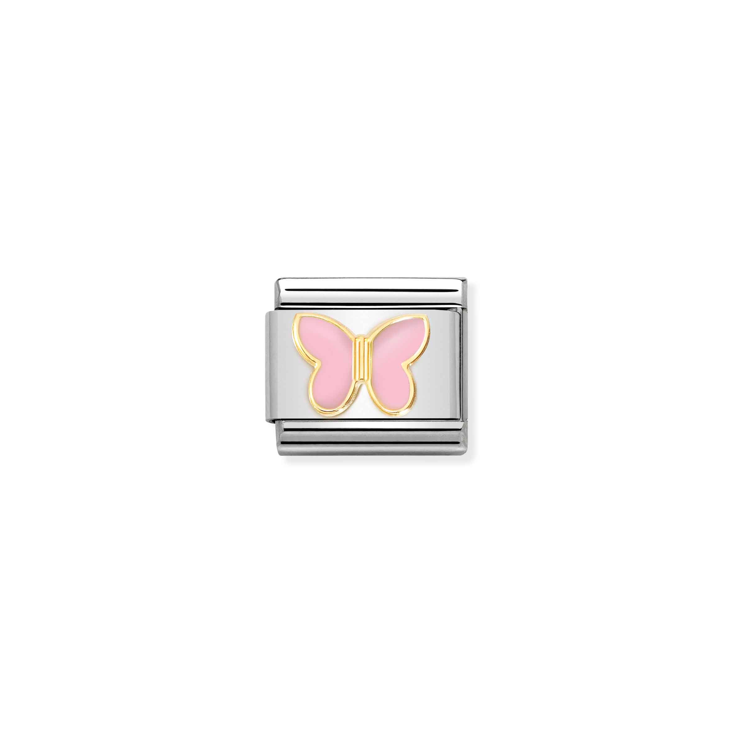 Charm, Composable Link, gold with Pink Butterfly
