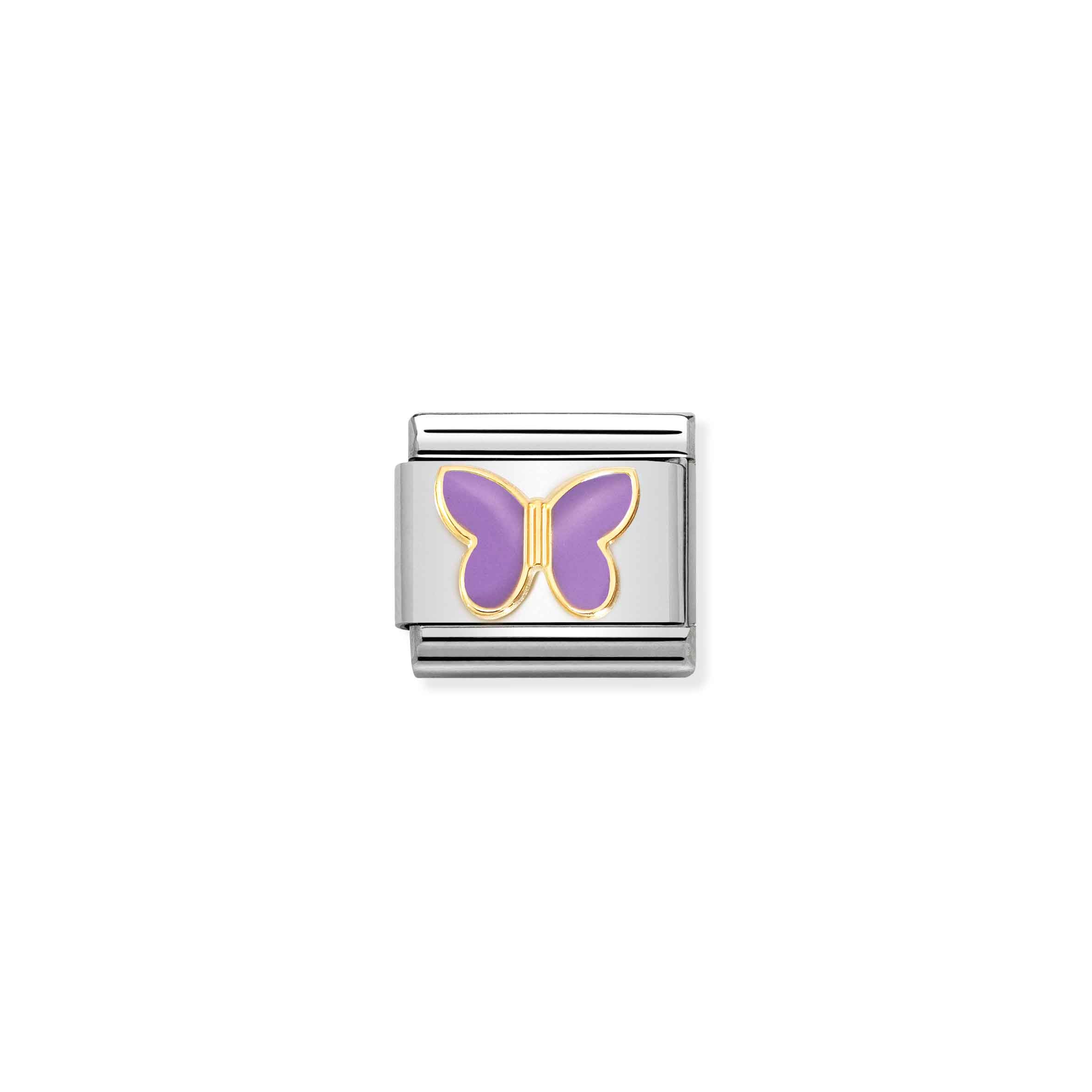 Charm, Composable Link, gold with Lilac Butterfly