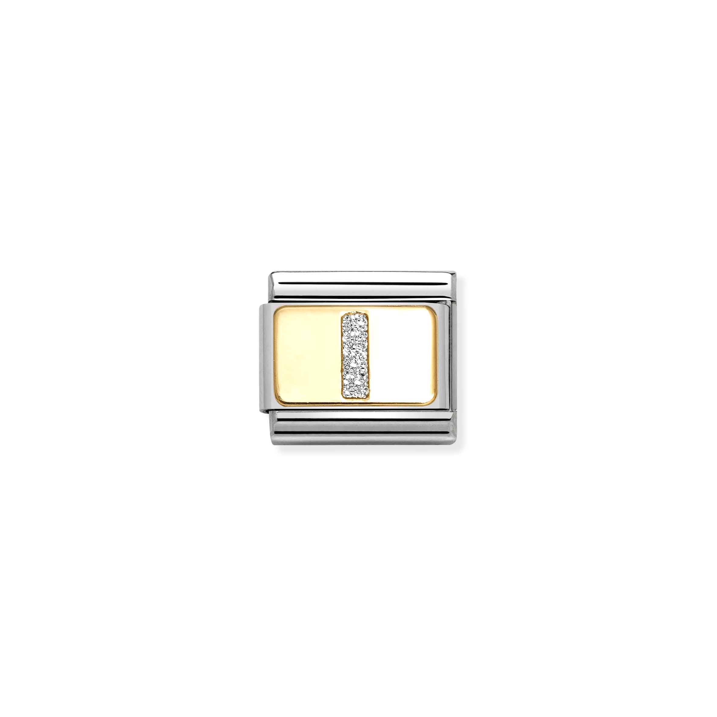 Charm, Composable Link, Letter I, Silver Glitter