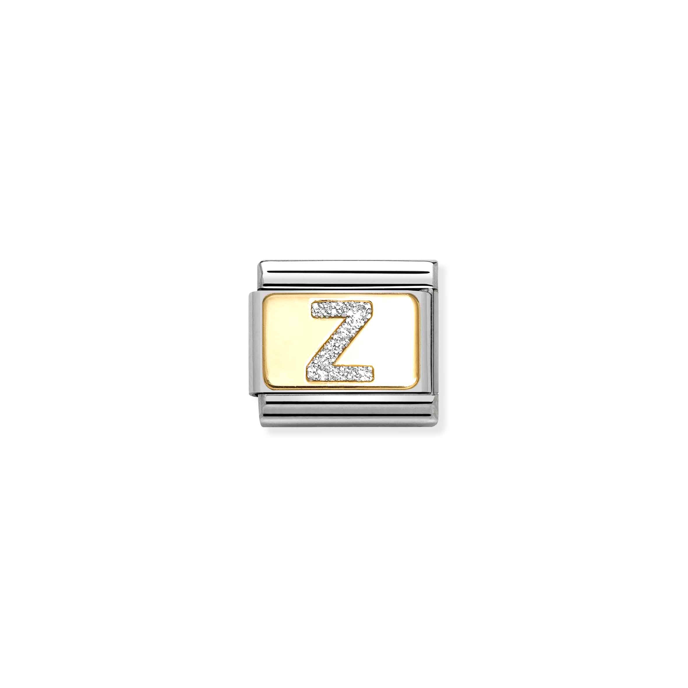 Charm, Composable Link, Letter Z, Silver Glitter