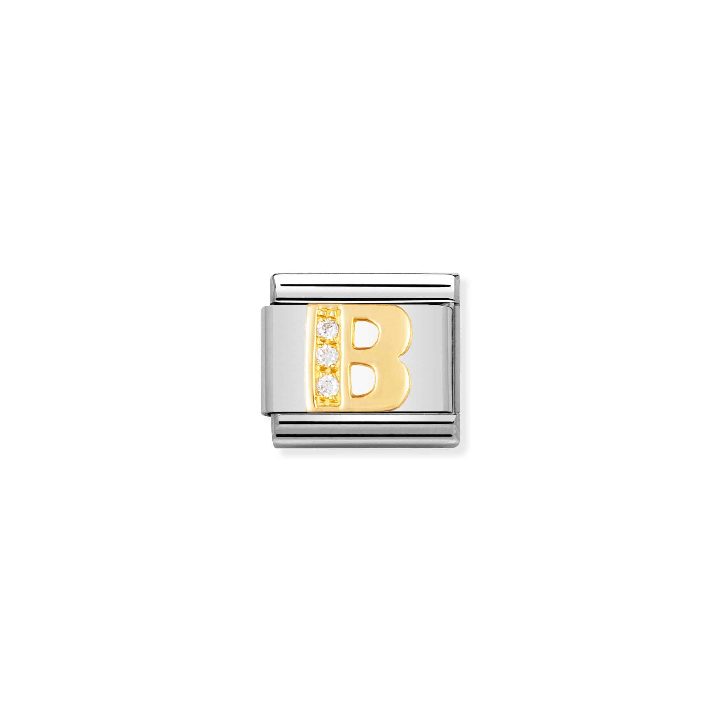 Charm, Composable Link, Letter B with Stones