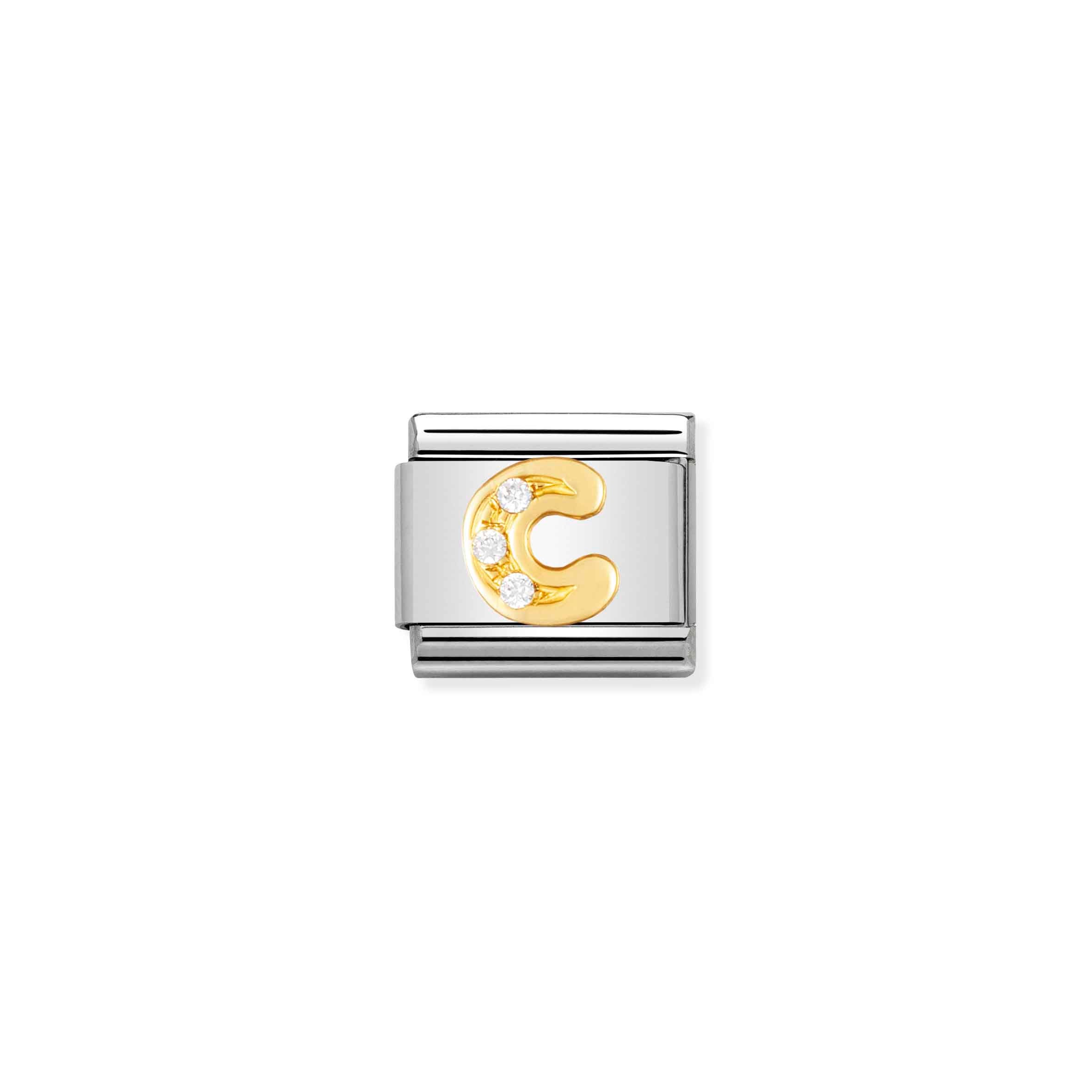 Charm, Composable Link, Letter C with Stones