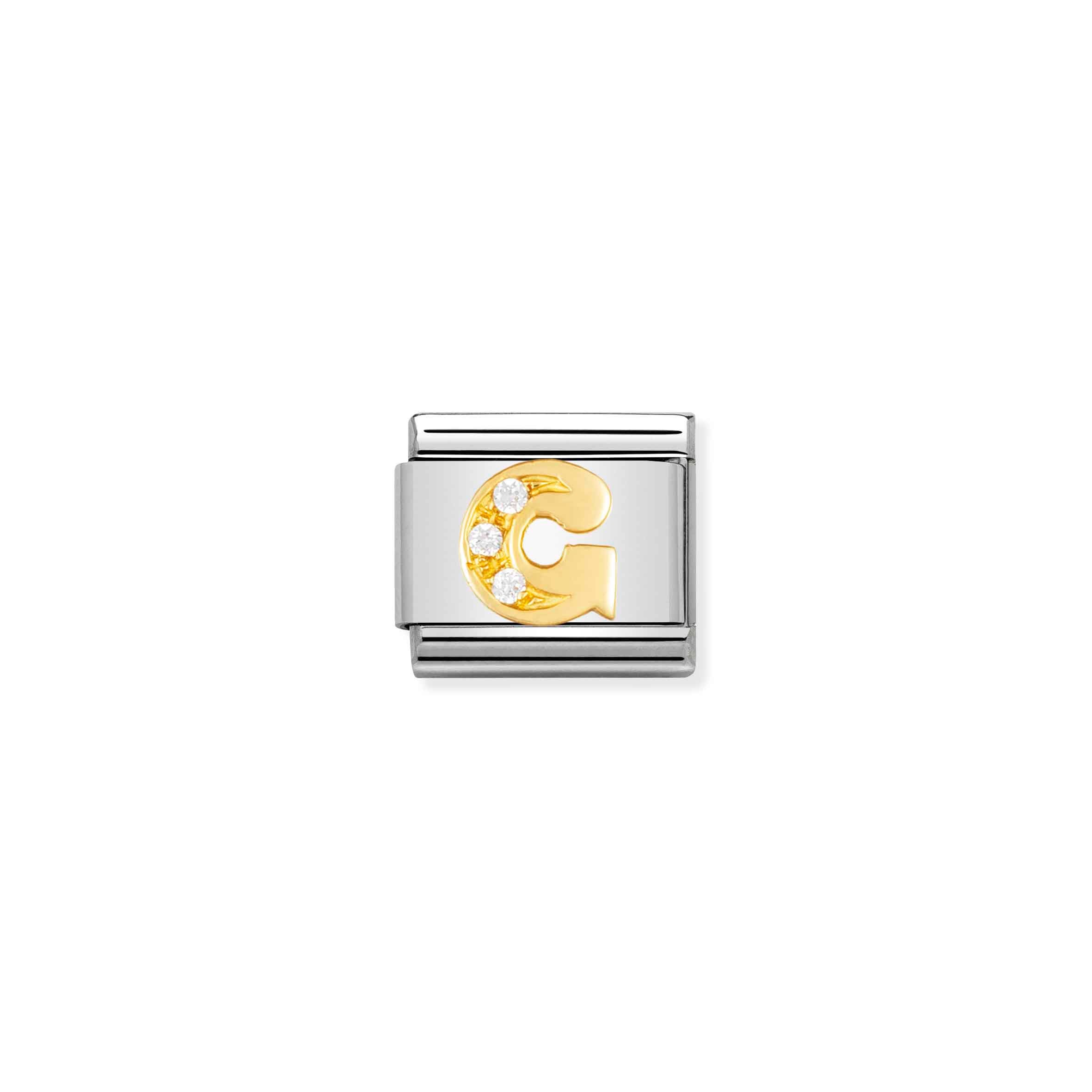Charm, Composable Link, Letter G with Stones