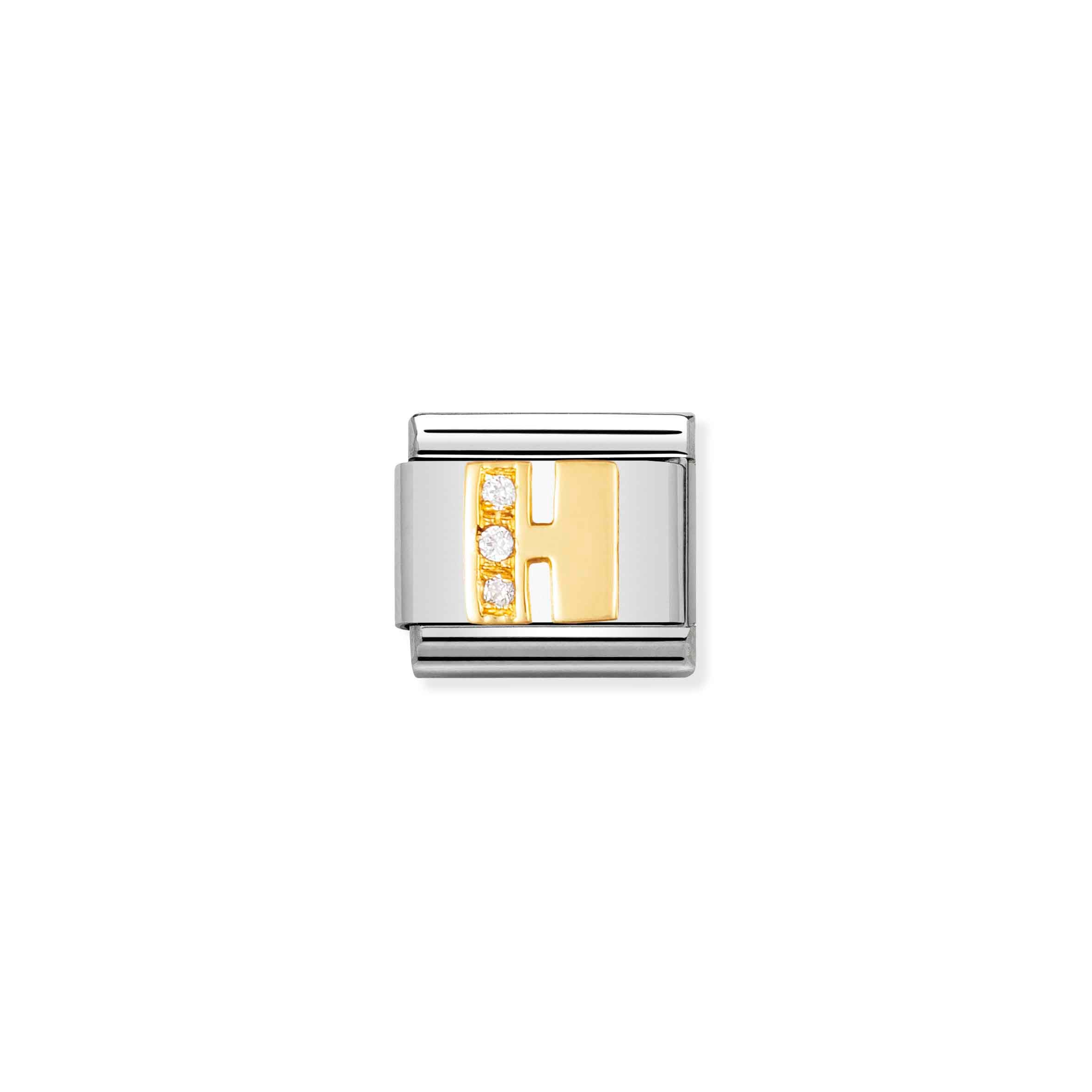 Charm, Composable Link, Letter H with Stones