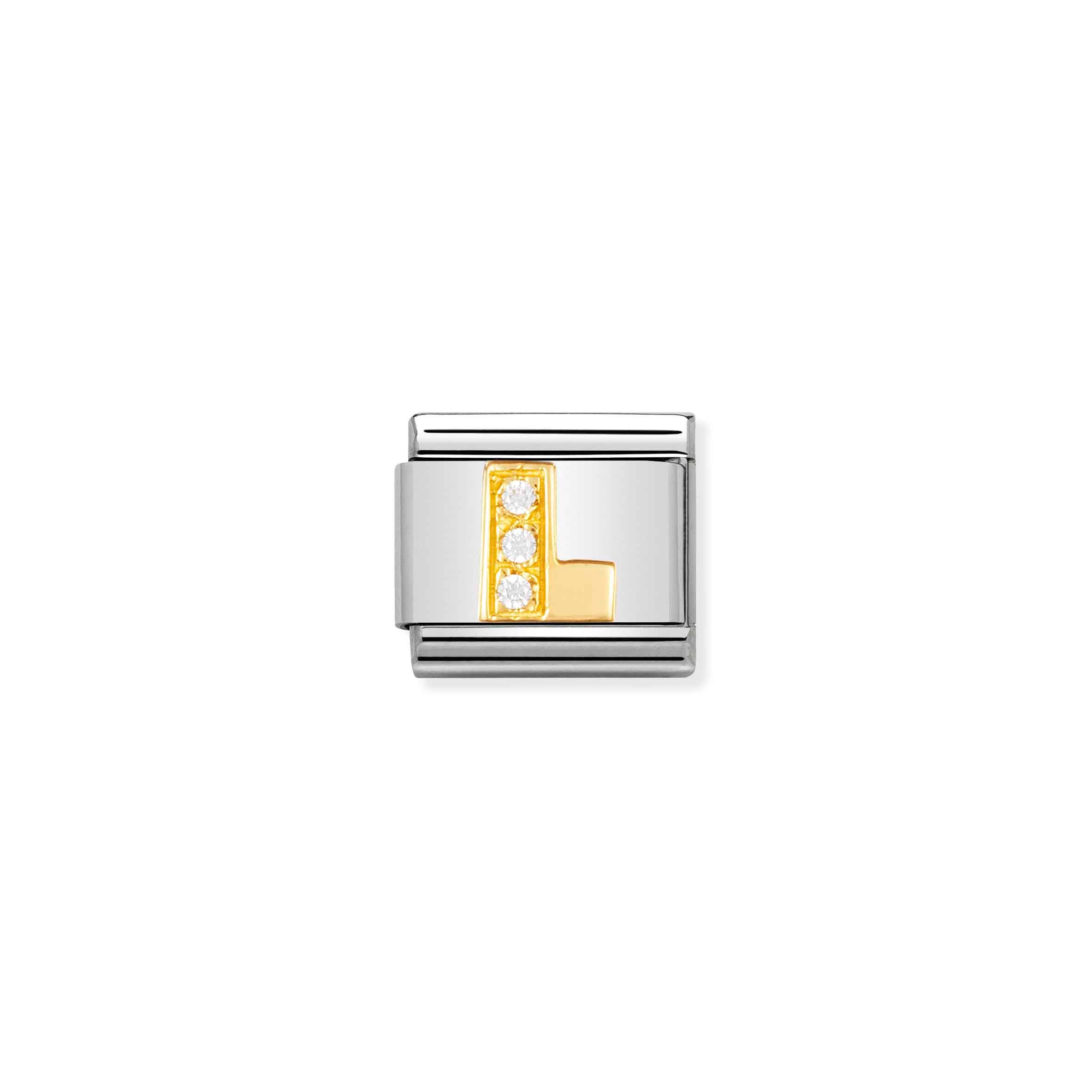 Charm, Composable Link, Letter L with Stones
