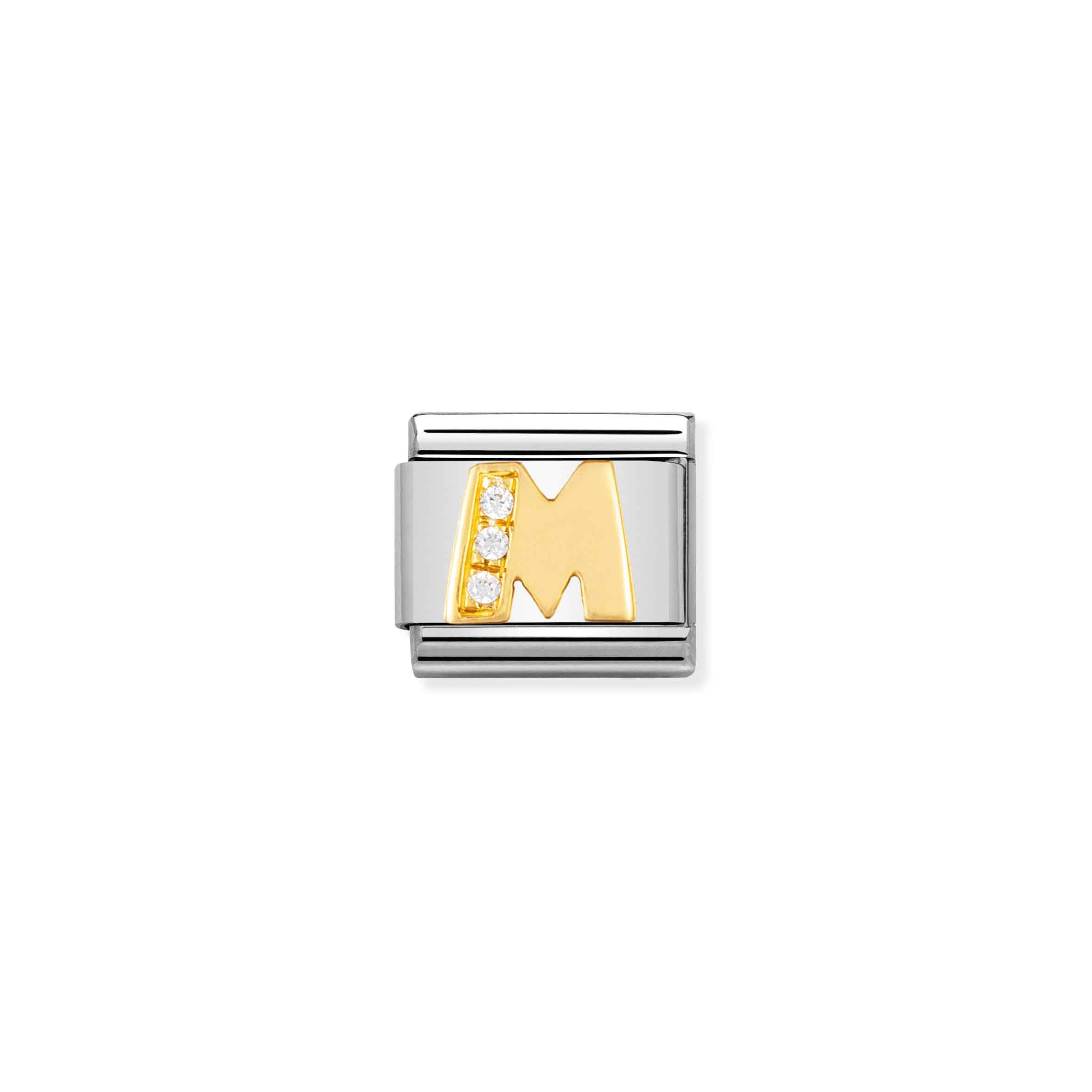 Charm, Composable Link, Letter M with Stones