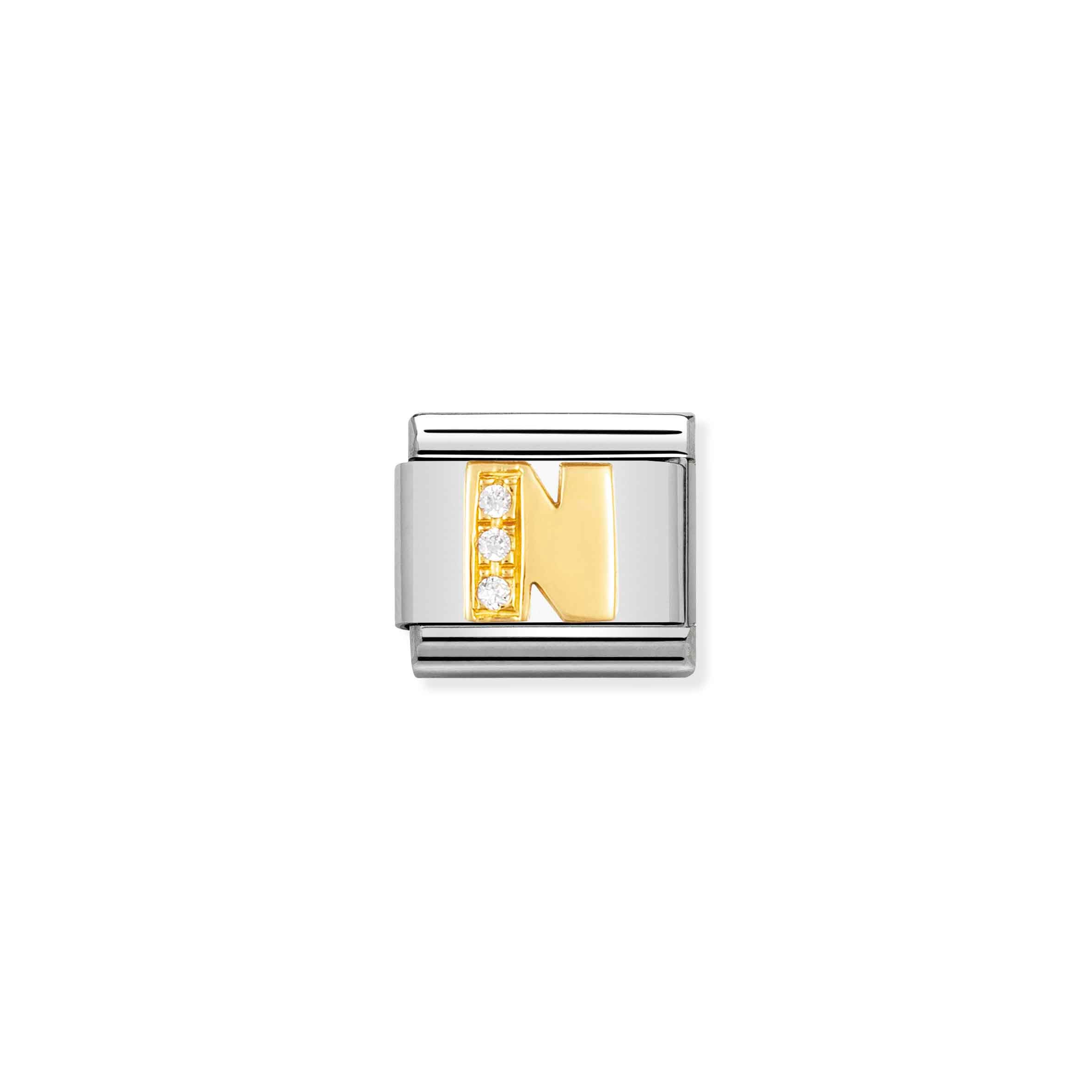 Charm, Composable Link, Letter N with Stones