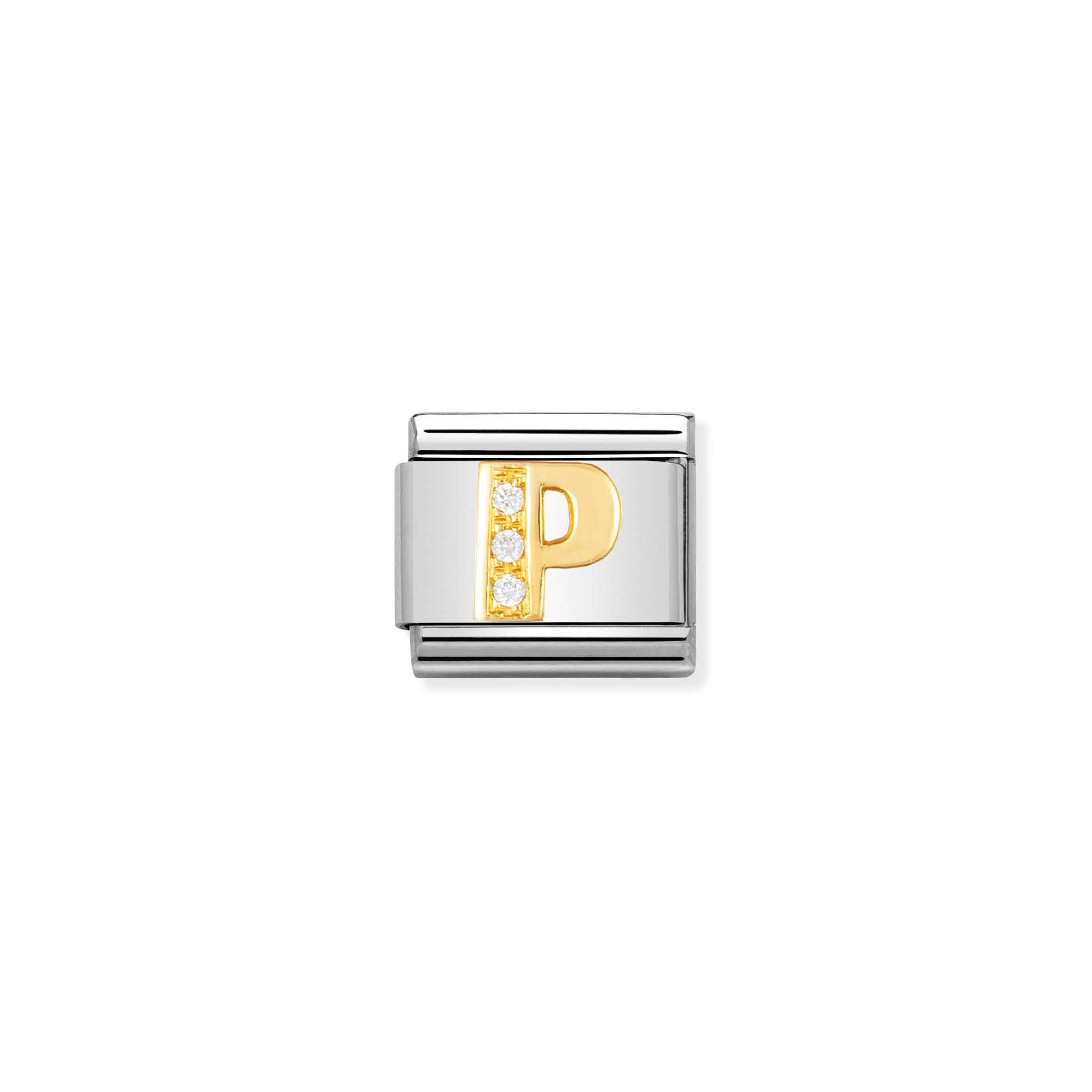 Charm, Composable Link, Letter P with Stones