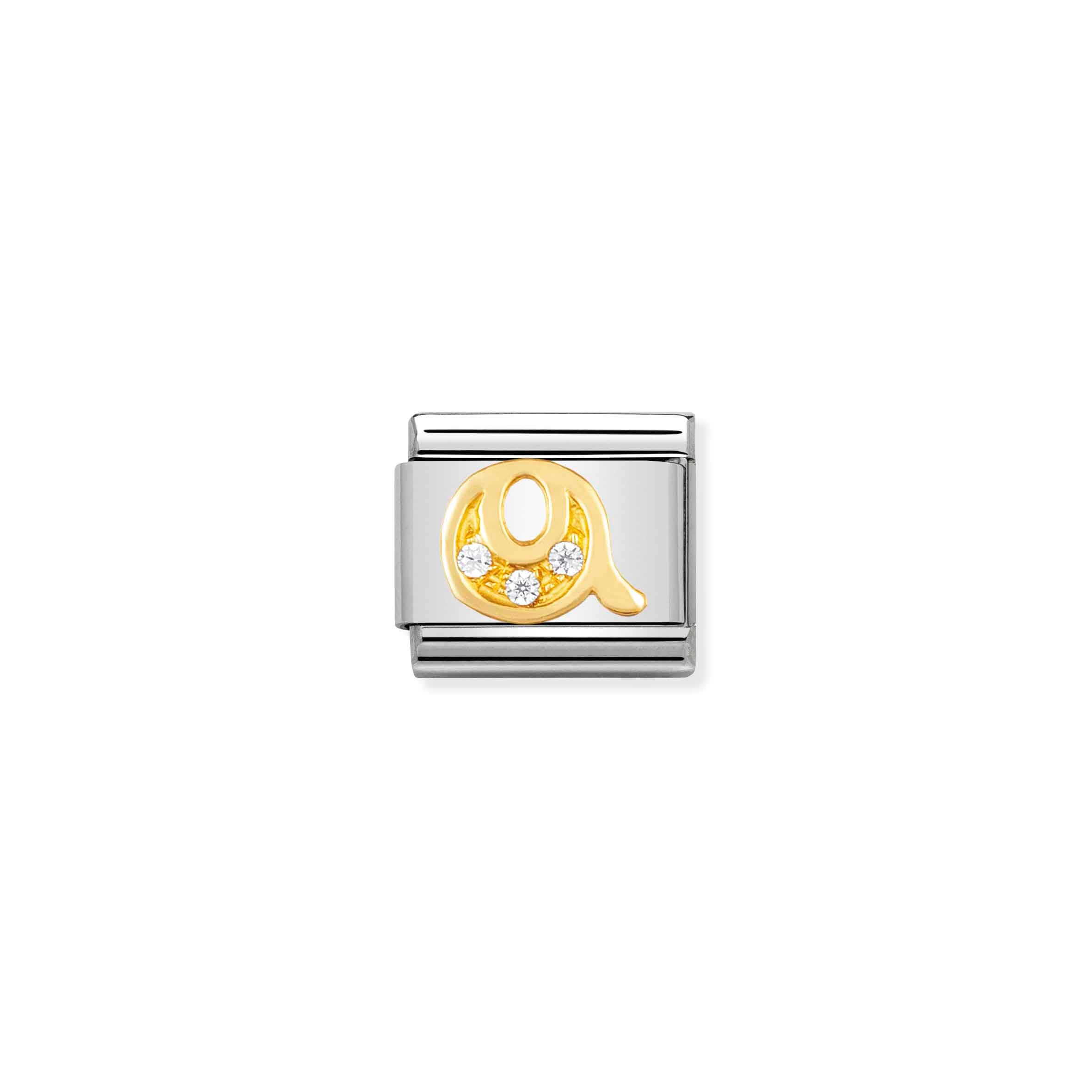 Charm, Composable Link, Letter Q with Stones