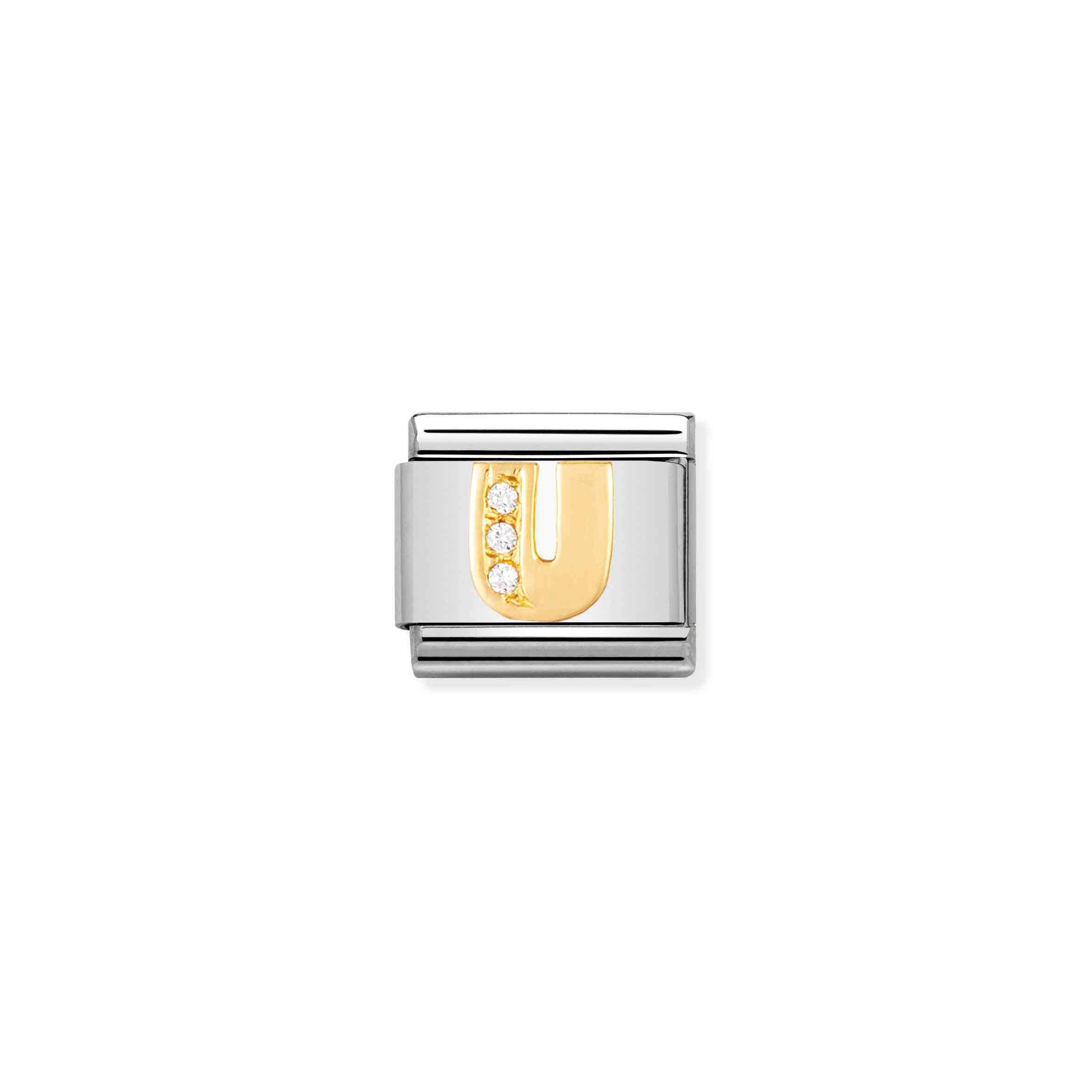 Charm, Composable Link, Letter U with Stones