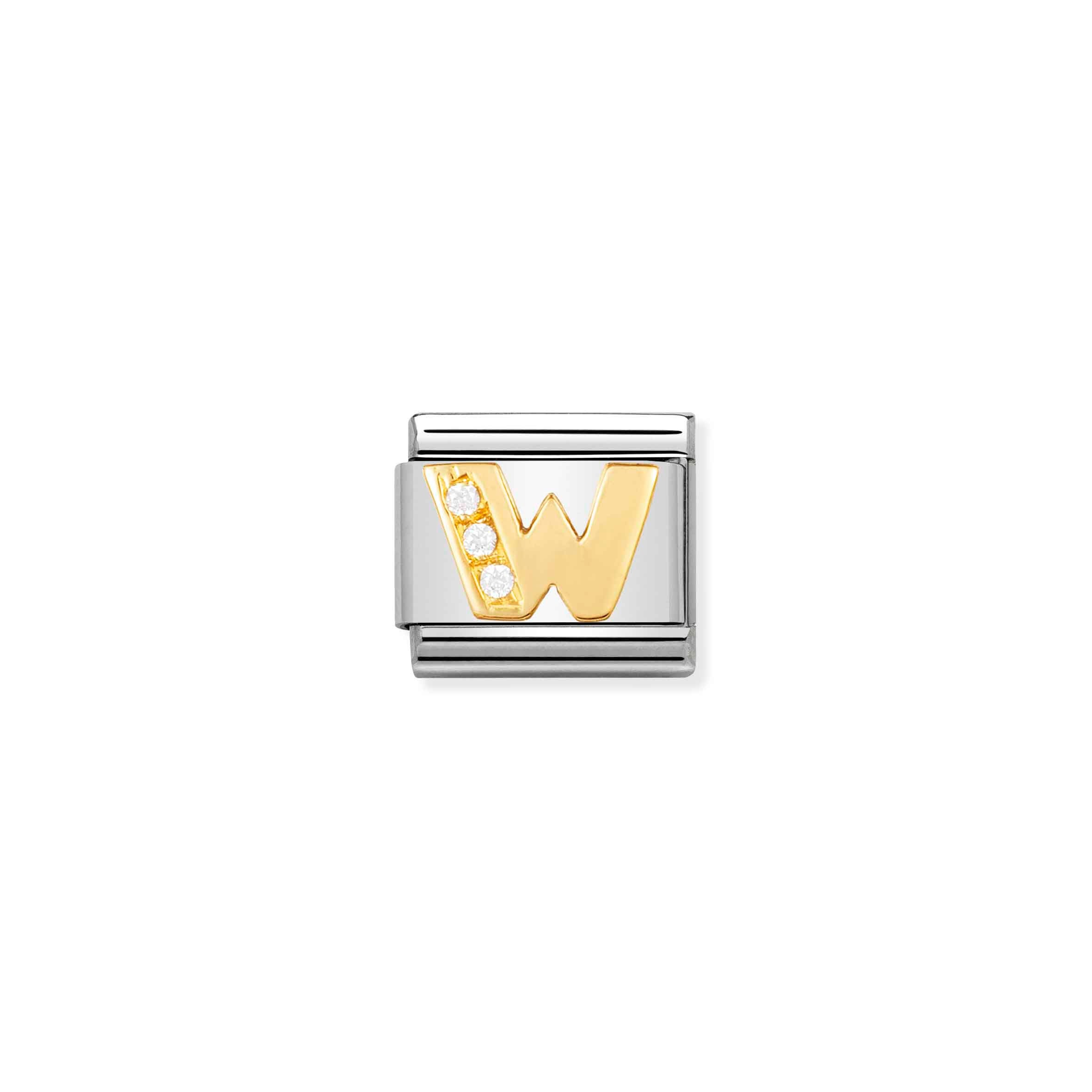 Charm, Composable Link, Letter W with Stones