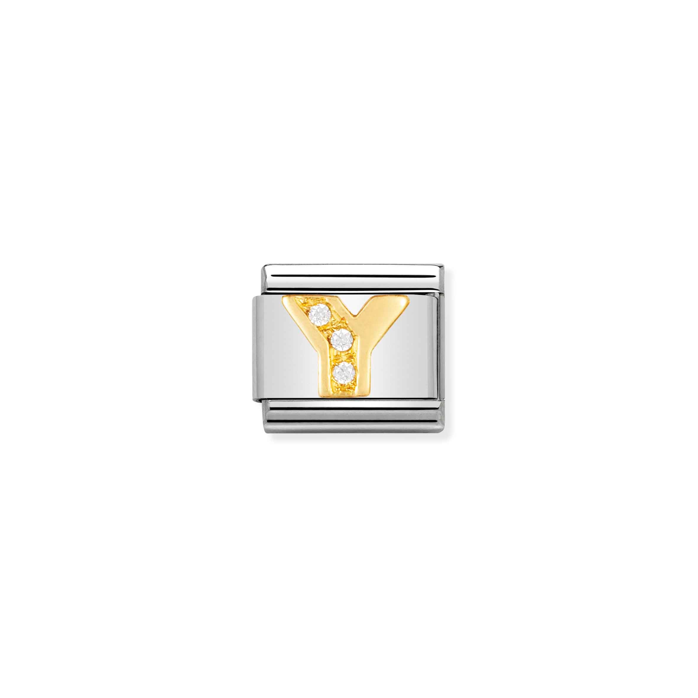 Charm, Composable Link, Letter Y with Stones