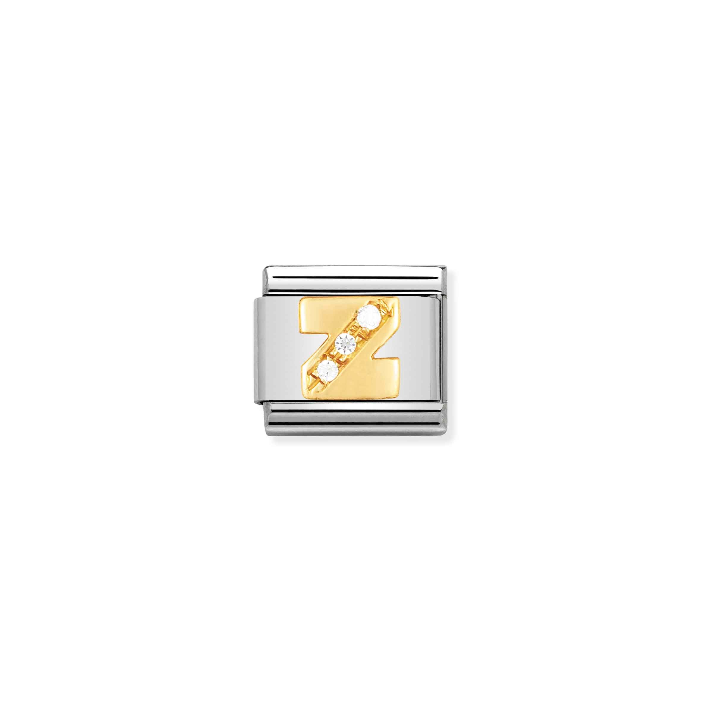 Charm, Composable Link, Letter Z with Stones