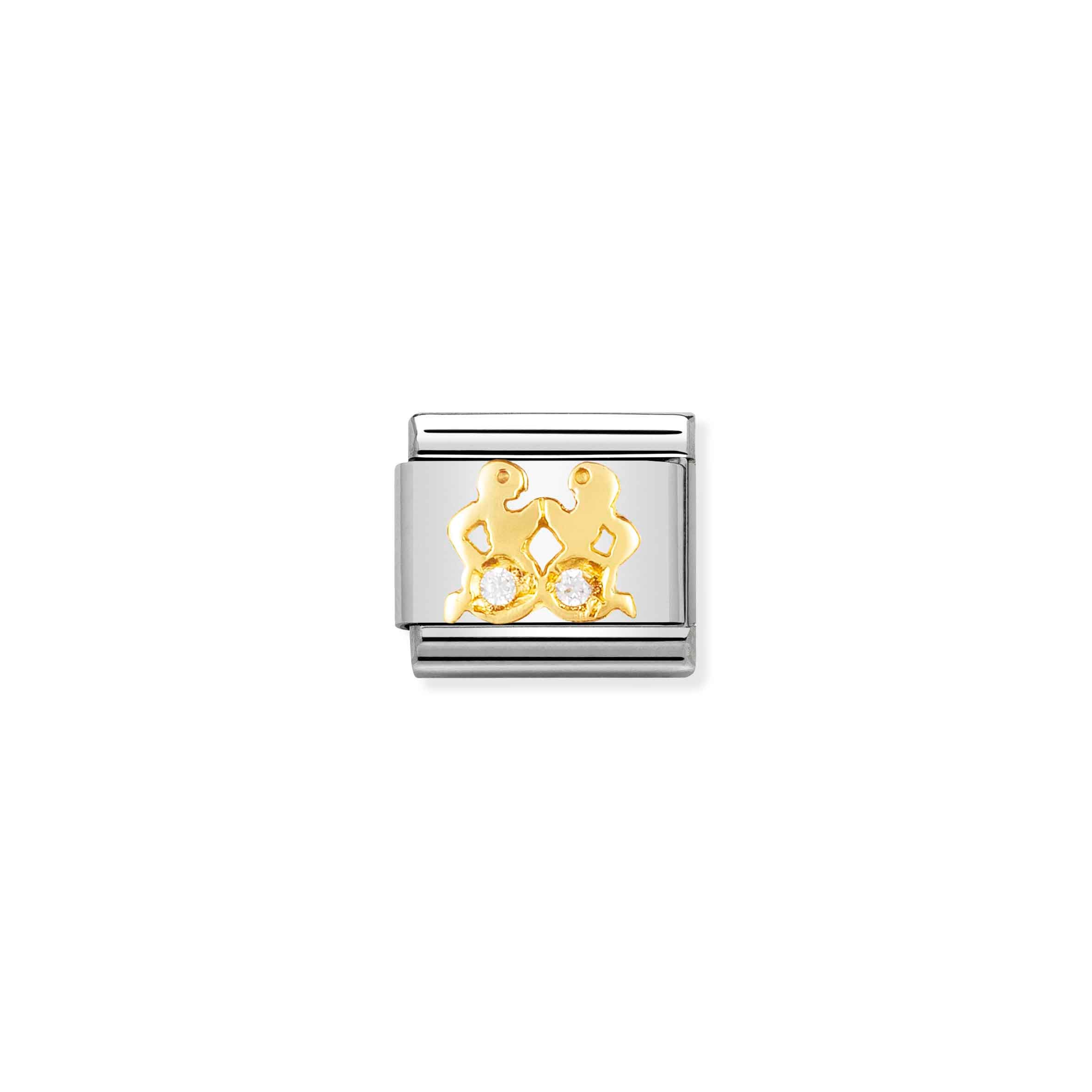 Charm, Composable Link, Gemini in bonded yellow gold and Stone