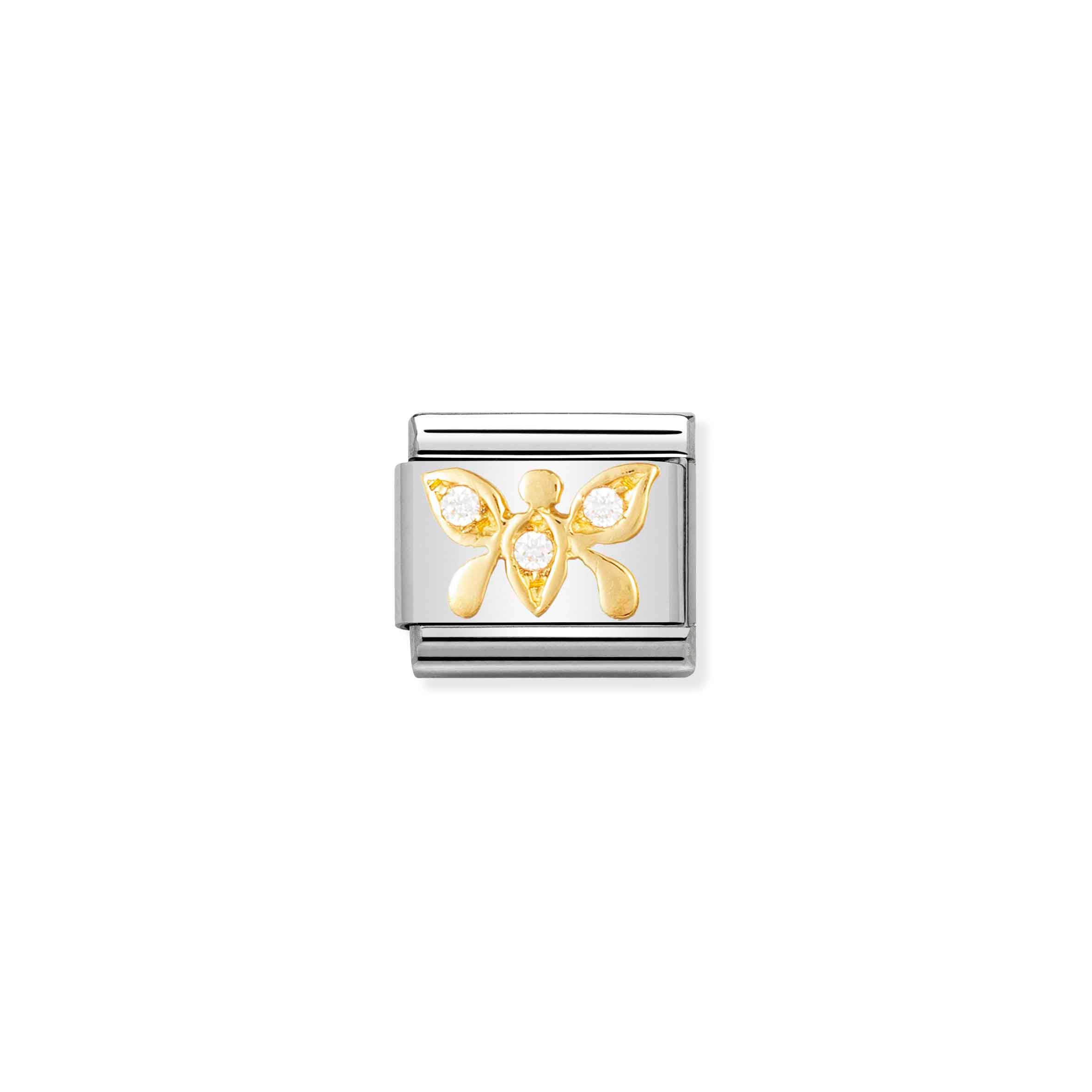 Charm, Composable Link, white Butterfly with Stones