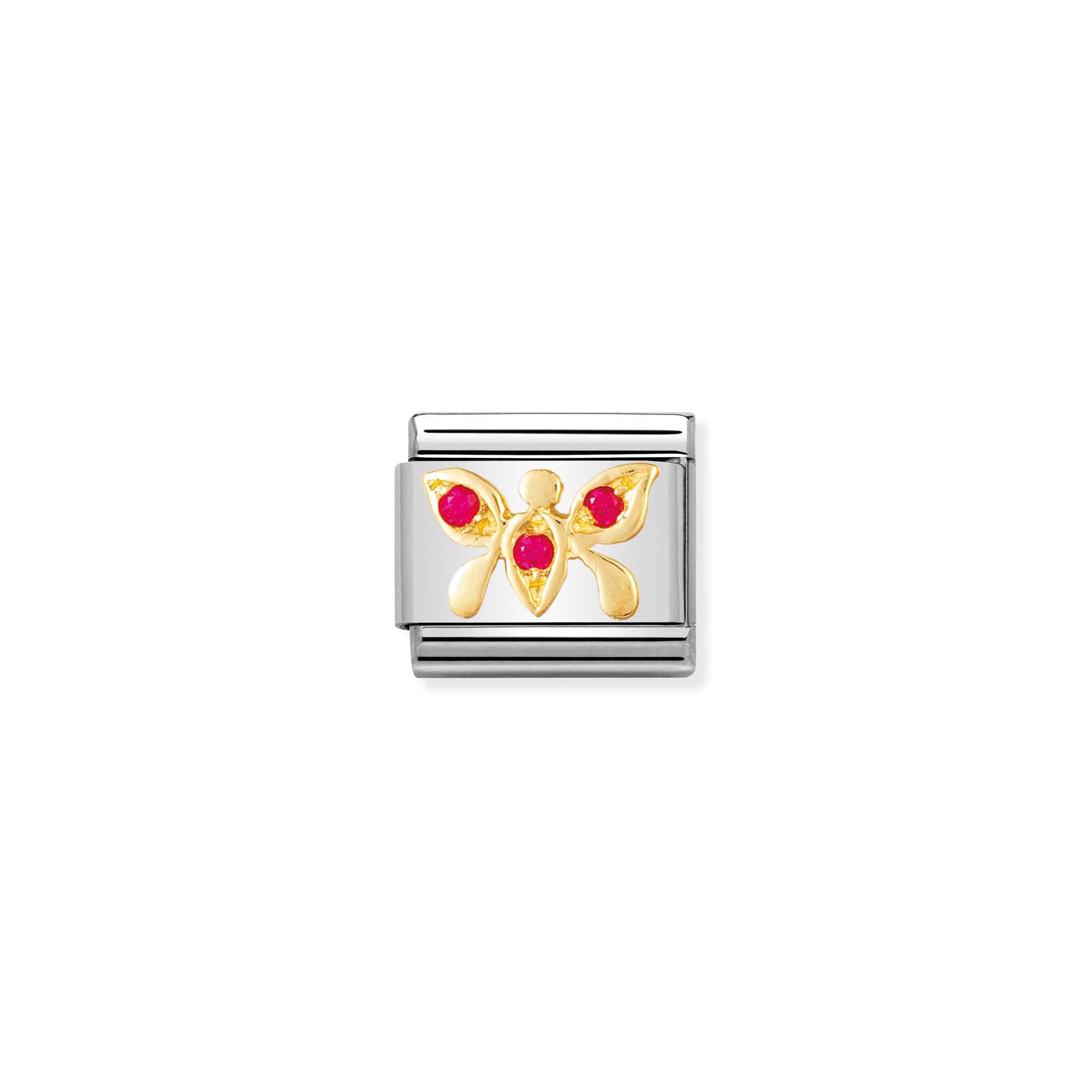 Charm, Composable Link, red Butterfly with Stones