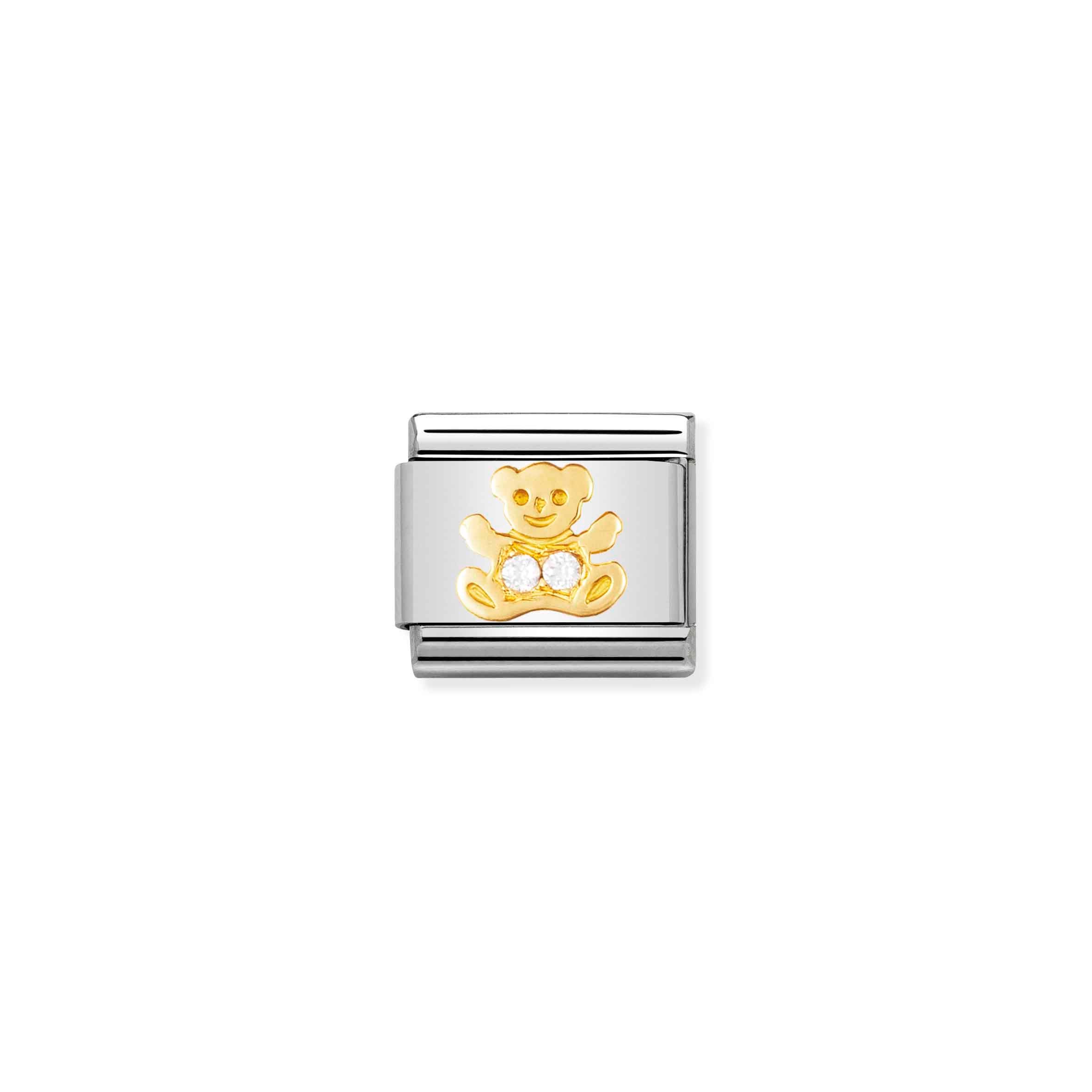 Charm, Composable Link, white Bear with Stones
