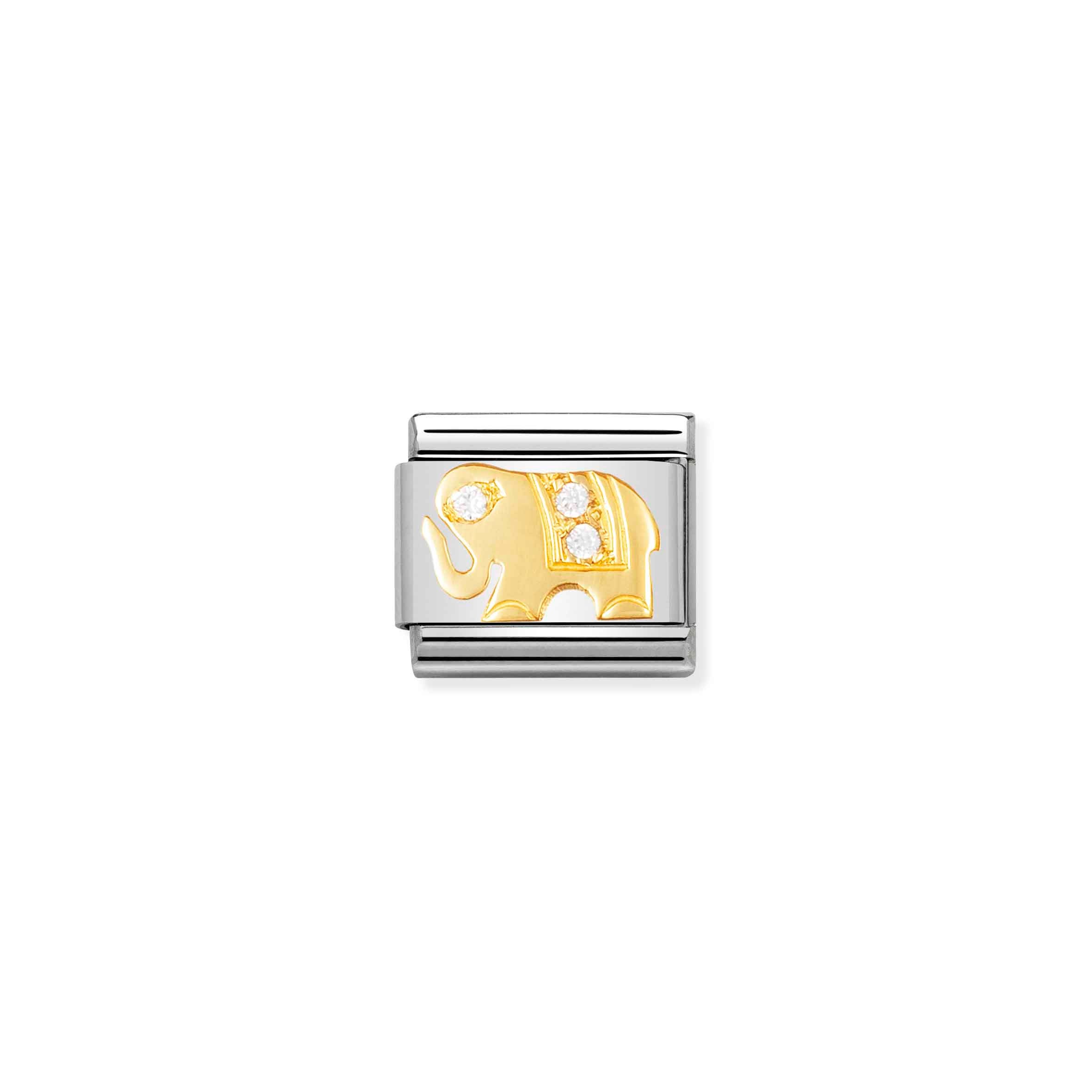 Charm, Composable Link, white Elephant with Stones