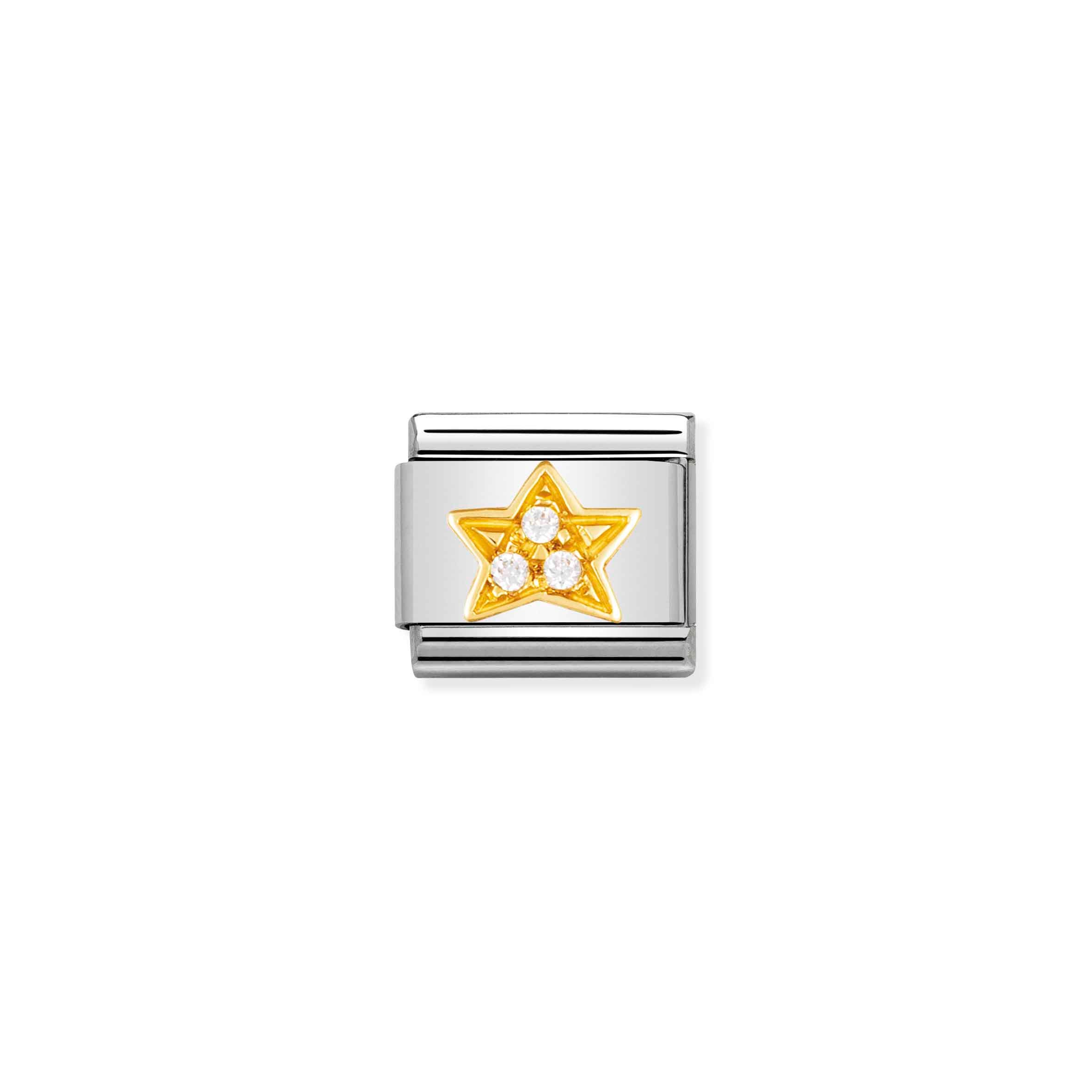 Charm, Composable Link, white Star with Stones