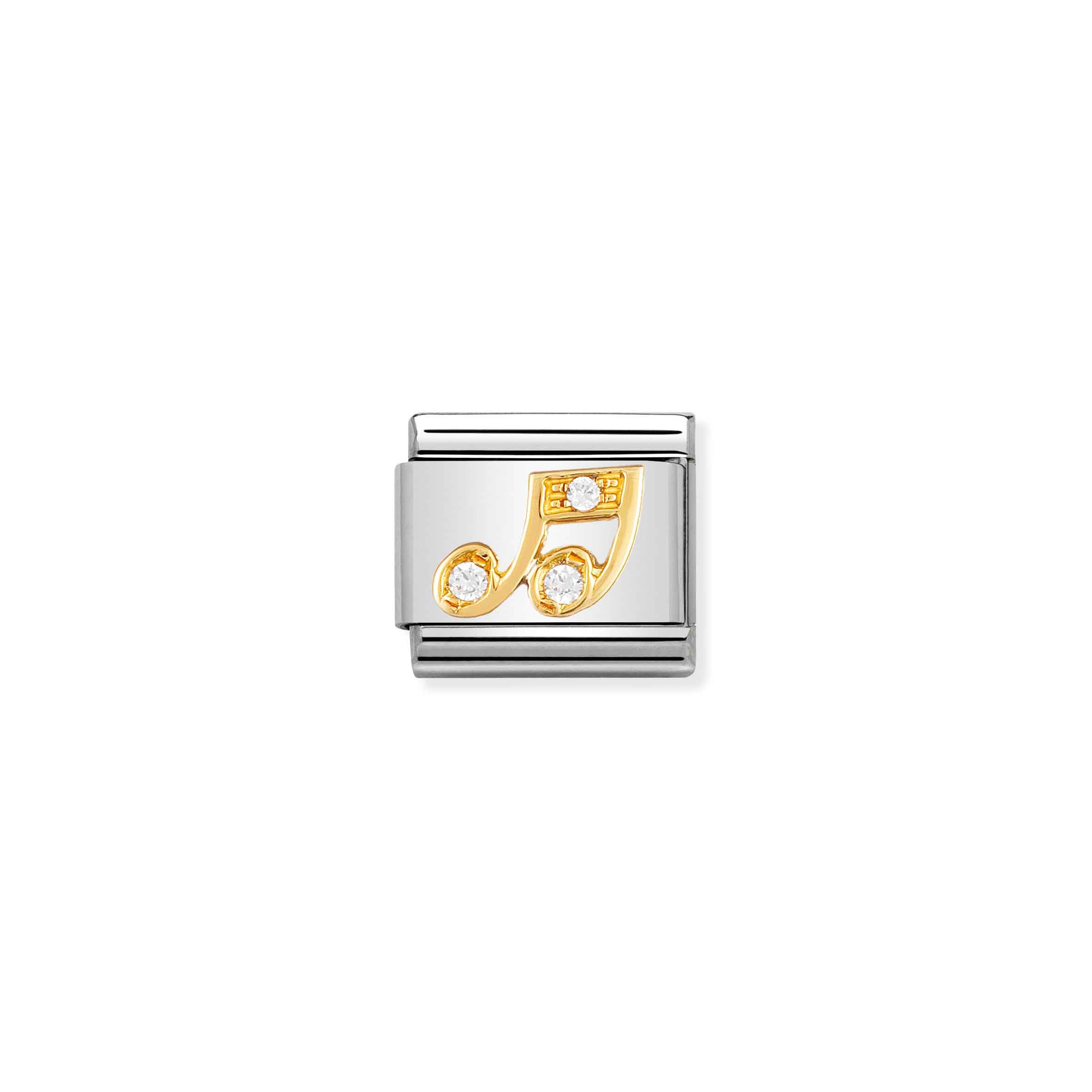 Charm, Composable Link, white Musical Note with Stones