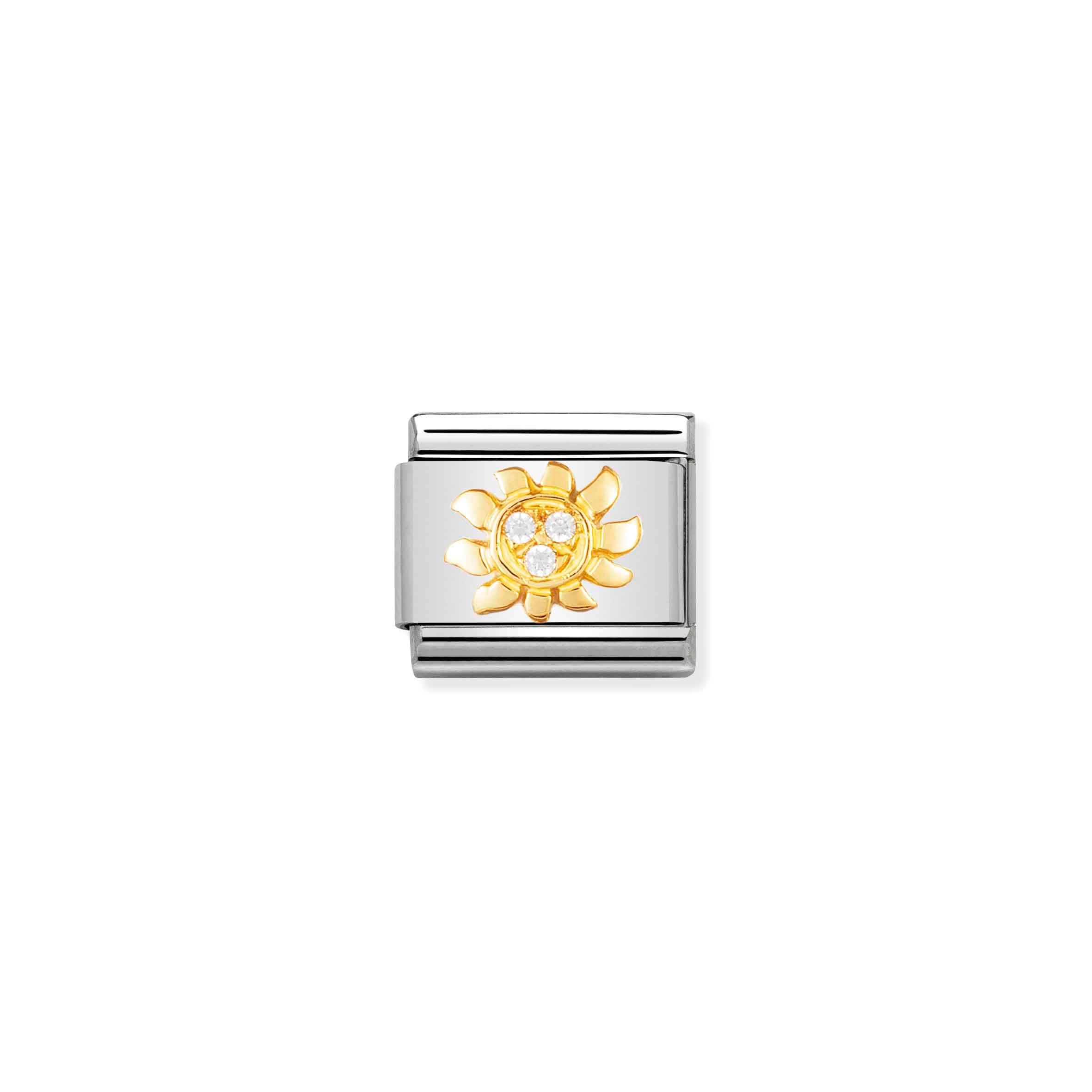 Charm, Composable Link, white Sun with Stones